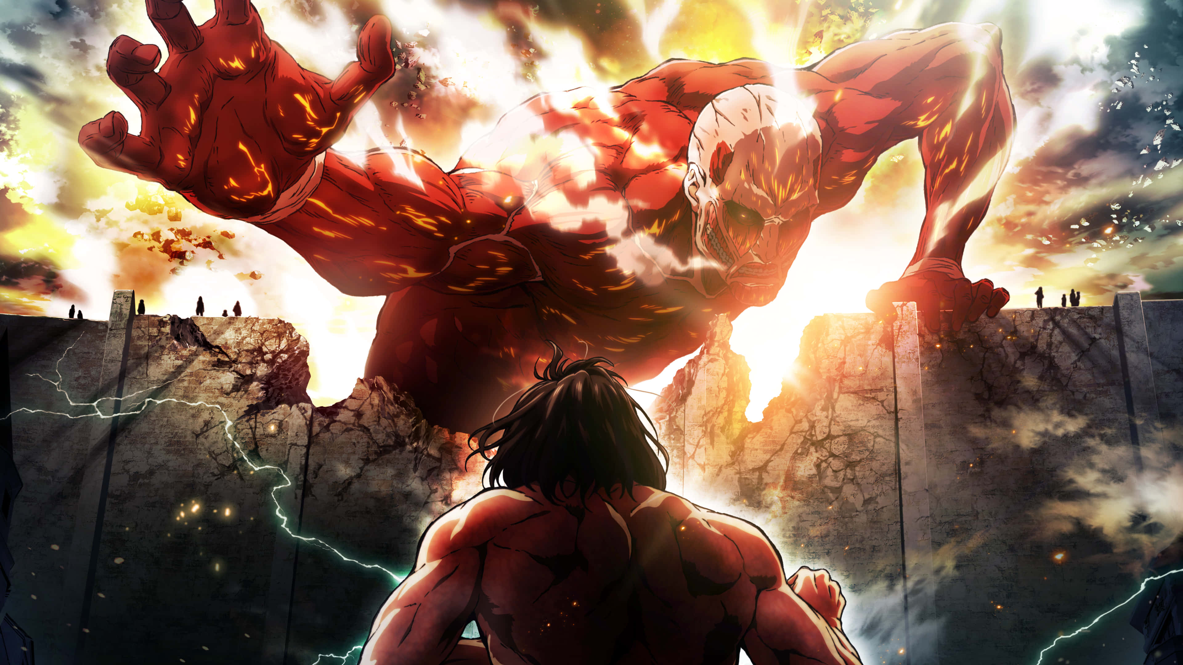 การต่อสู้เพื่อกอบกู้มนุษยชาติในซีรีส์อนิเมะสุดเข้มข้น Attack on Titan วอลเปเปอร์