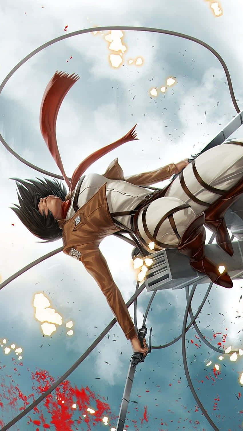อนิเมะ Attack On Titan มิคาสะ แอคเคอร์แมน กำลังร่วงหล่น วอลเปเปอร์