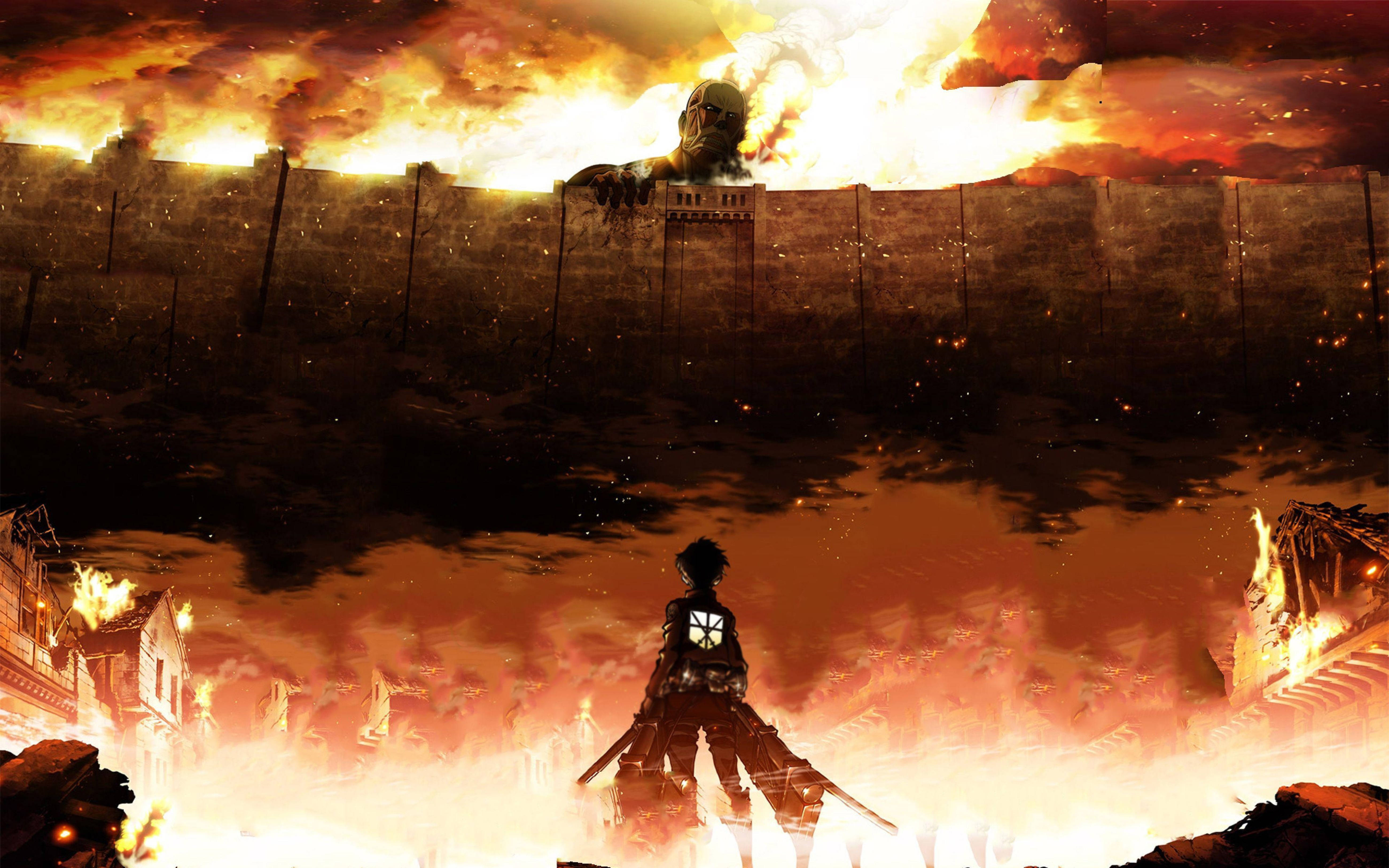 ช่วงเวลาสุดเข้มข้นจาก Attack on Titans 4K กับเอเรนในร่างไททันไอน้ำ วอลเปเปอร์