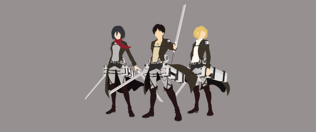 Attack on Titans 三人组极简动漫 วอลเปเปอร์