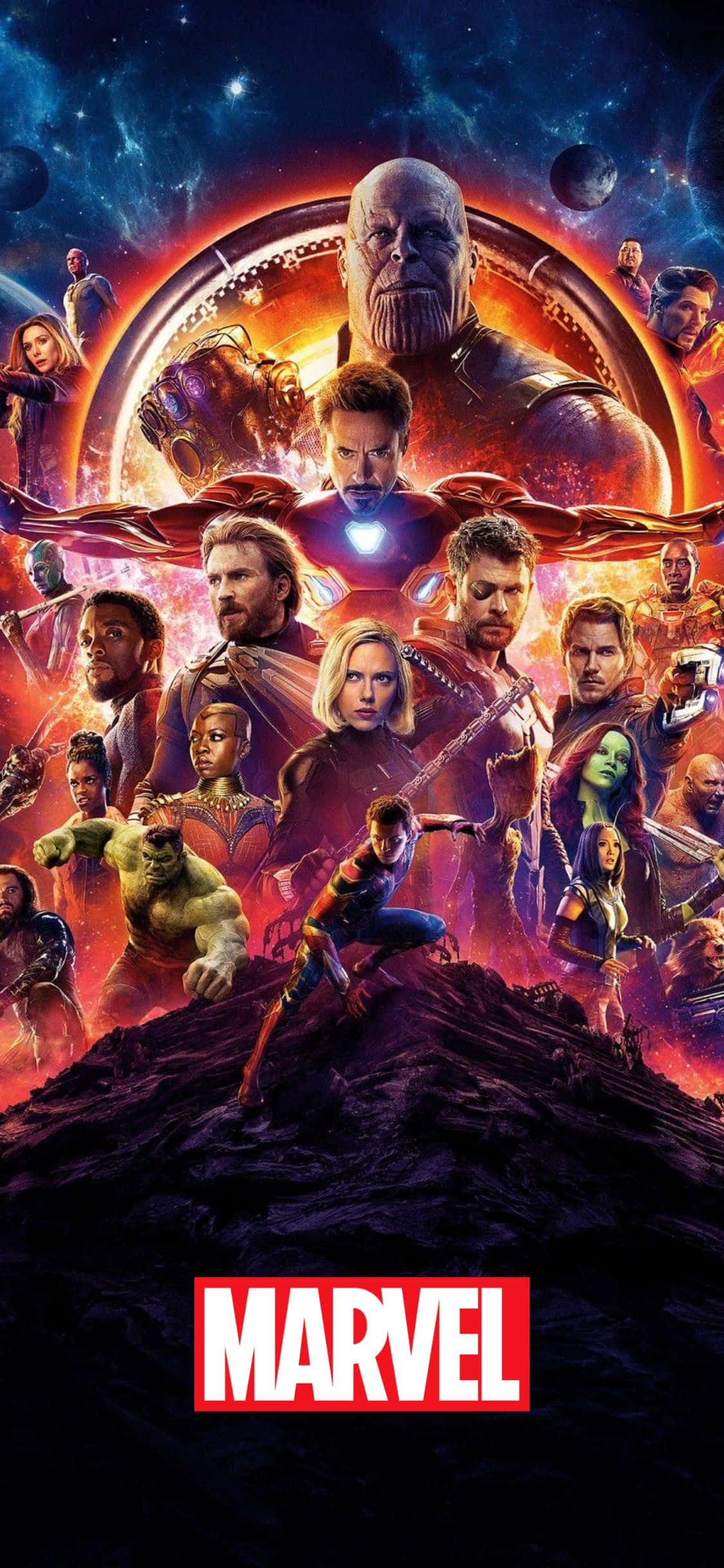 โปสเตอร์ Avengers: Infinity War พื้นหลัง iPhone XS มาร์เวล วอลเปเปอร์