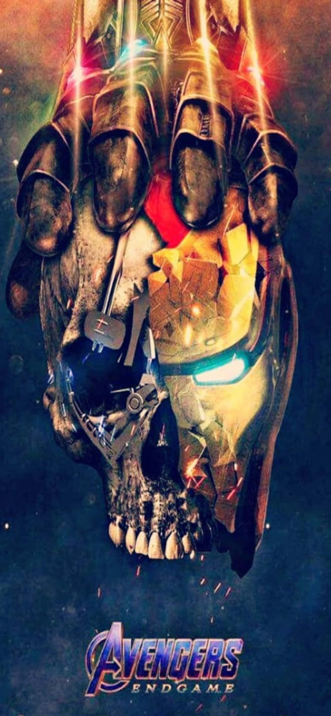 พื้นหลัง Avengers สำหรับ iPhone XS ไอรอนแมนถูกตัดหัว วอลเปเปอร์