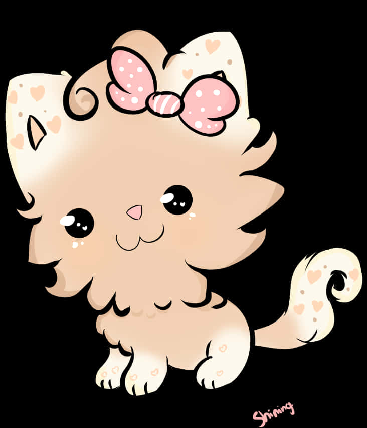 น้องแมวน่ารักสไตล์คawaii พร้อมโบว์ วอลเปเปอร์