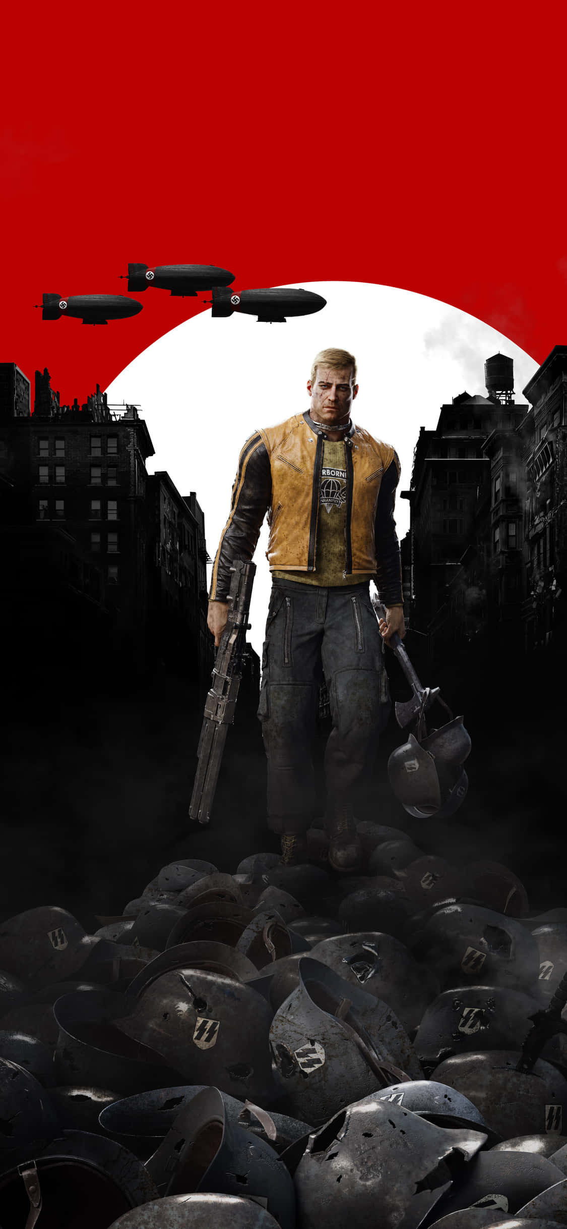 พื้นหลังชัยชนะของ B.J. Blazkowicz ใน Wolfenstein II สำหรับ iPhone Xs วอลเปเปอร์