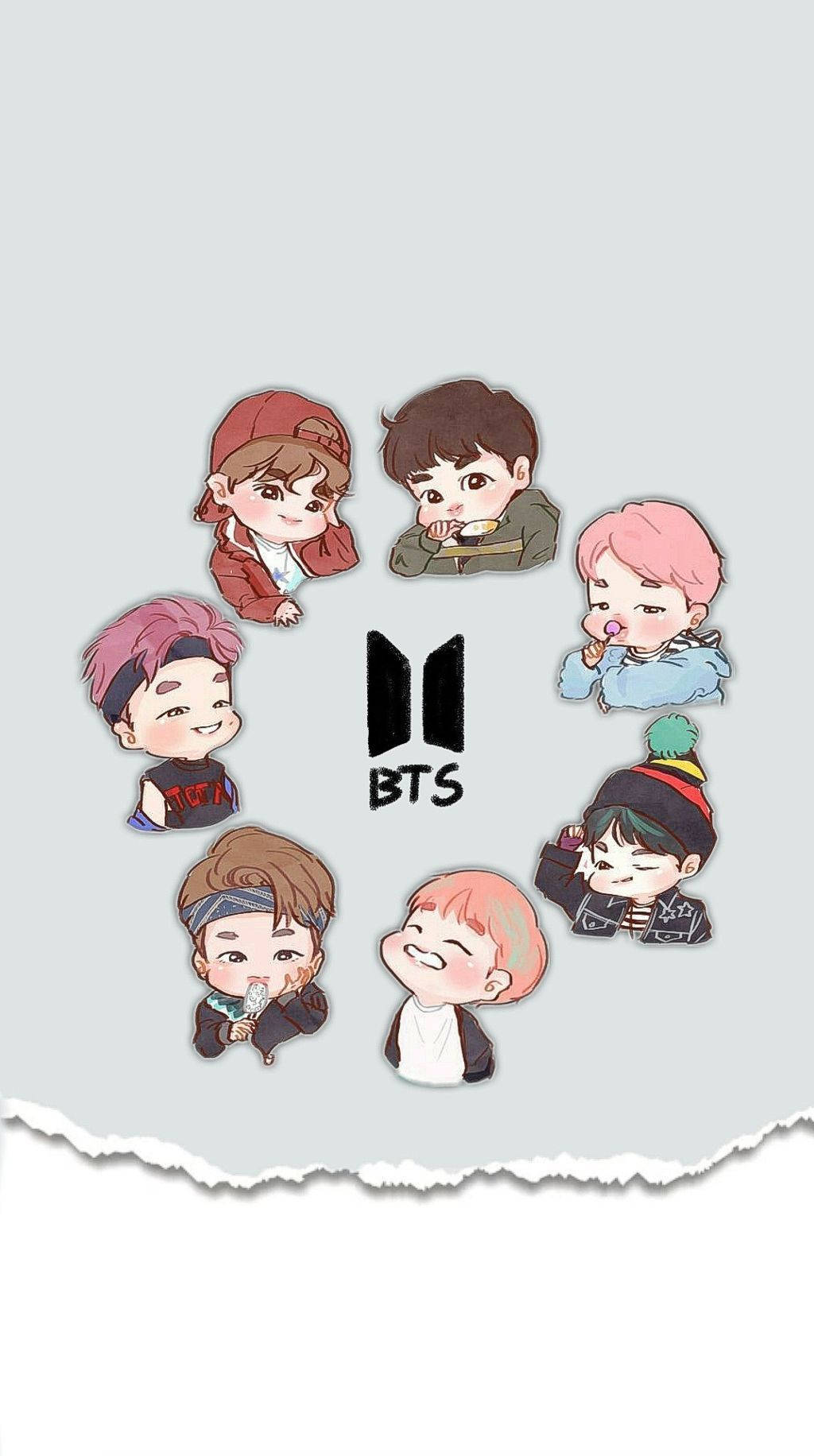 ภาพวาดน่ารักโลโก้ B21 BTS วอลเปเปอร์