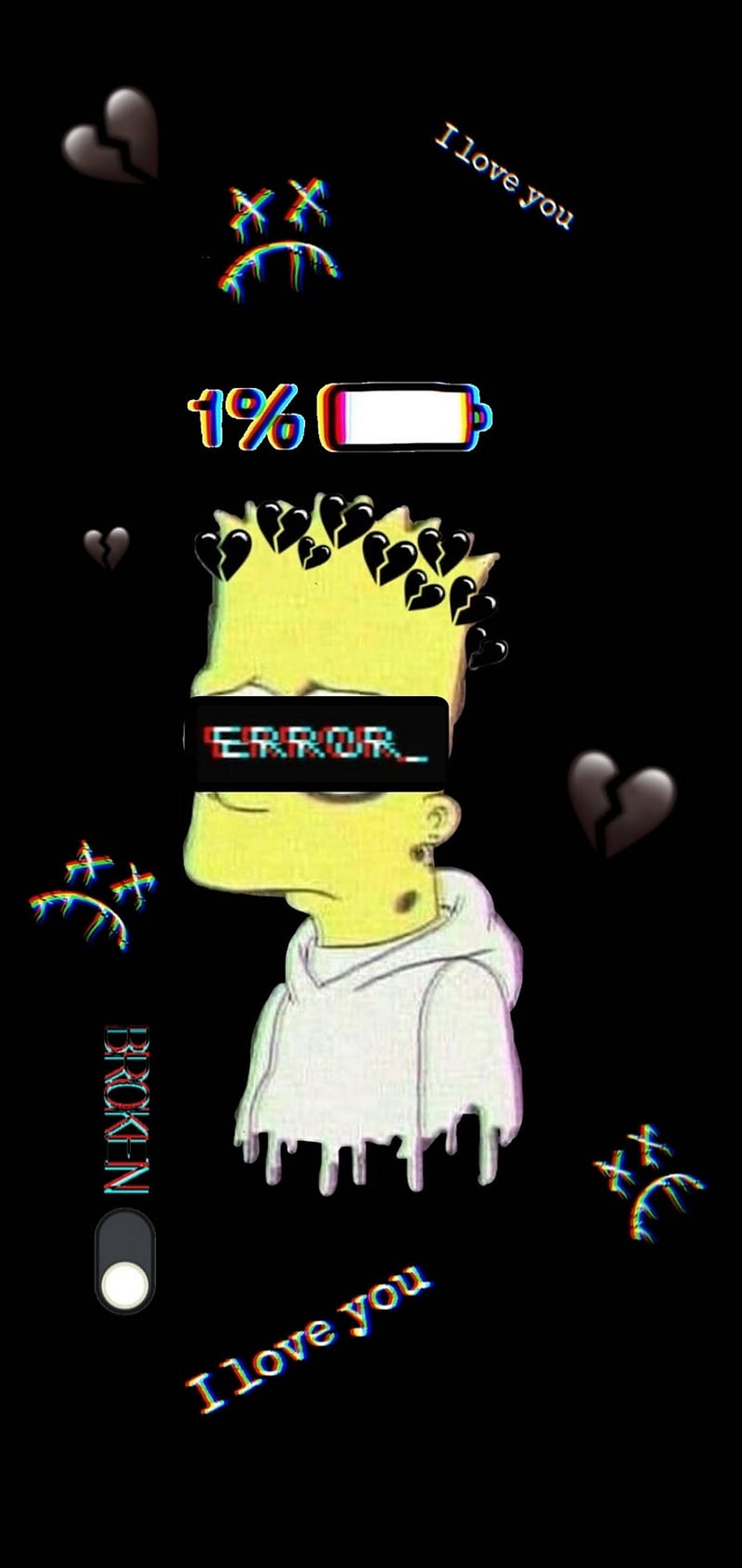 Bart Simpsons เศร้า เปอร์เซ็นต์แบตเตอรี่ วอลเปเปอร์