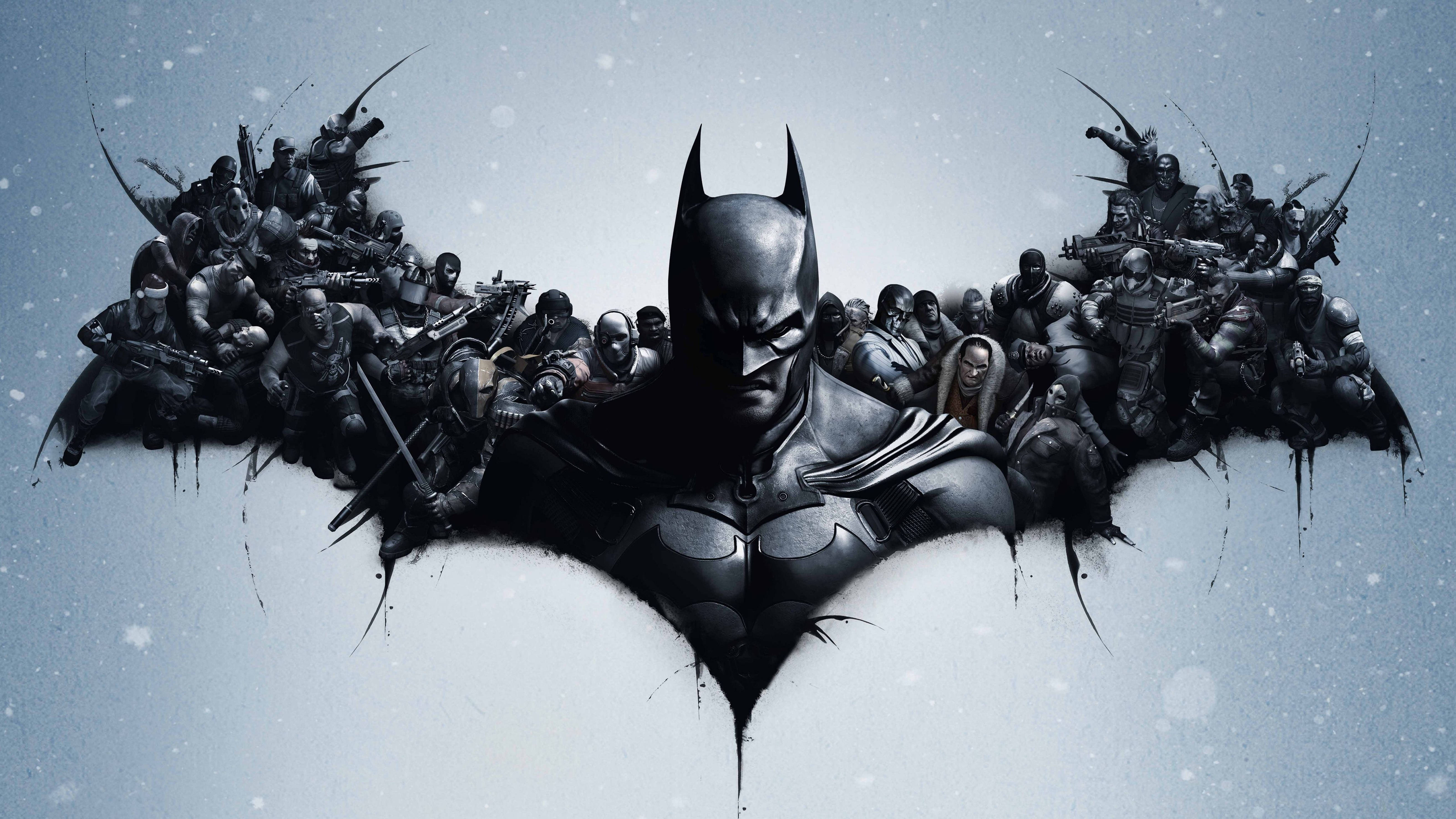 Batman โลโก้ศิลปะ Arkham City 4K วอลเปเปอร์