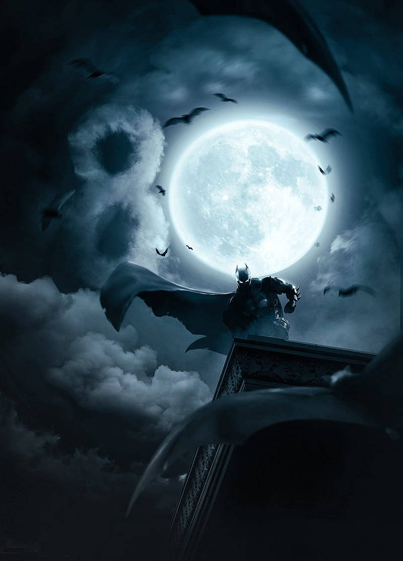 พระจันทร์เต็มดวงหลัง Batman Arkham Knight iPhone วอลเปเปอร์