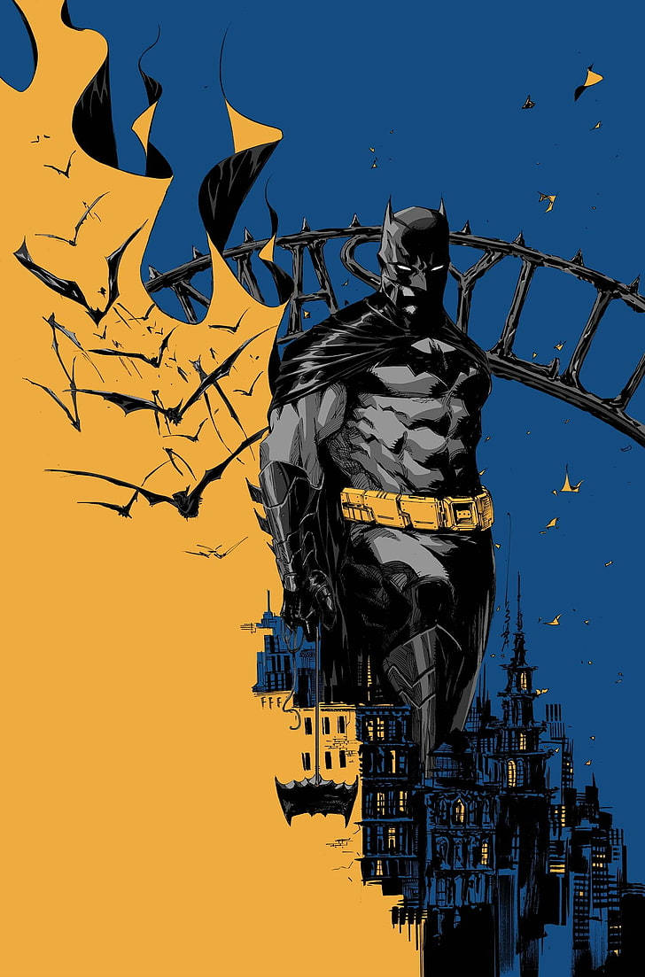 ฟ้าและเหลือง Batman Arkham Knight iPhone วอลเปเปอร์