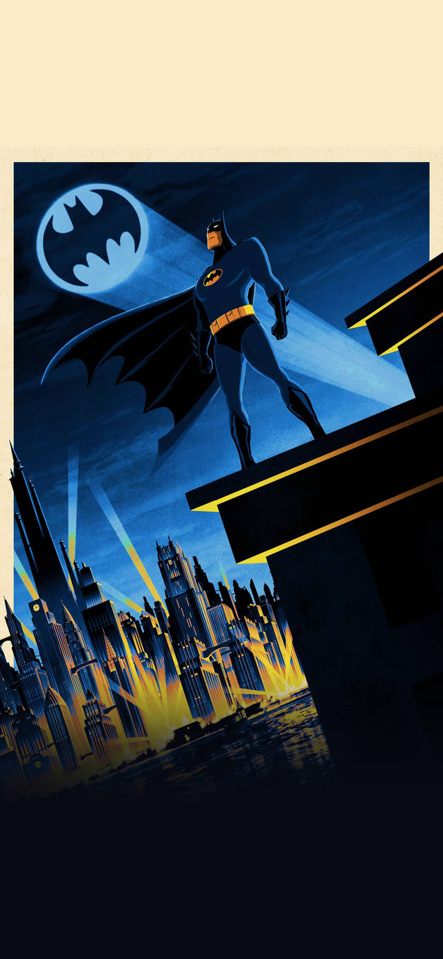 Batman การ์ตูนยืนท่าโพสบนมือถือ วอลเปเปอร์