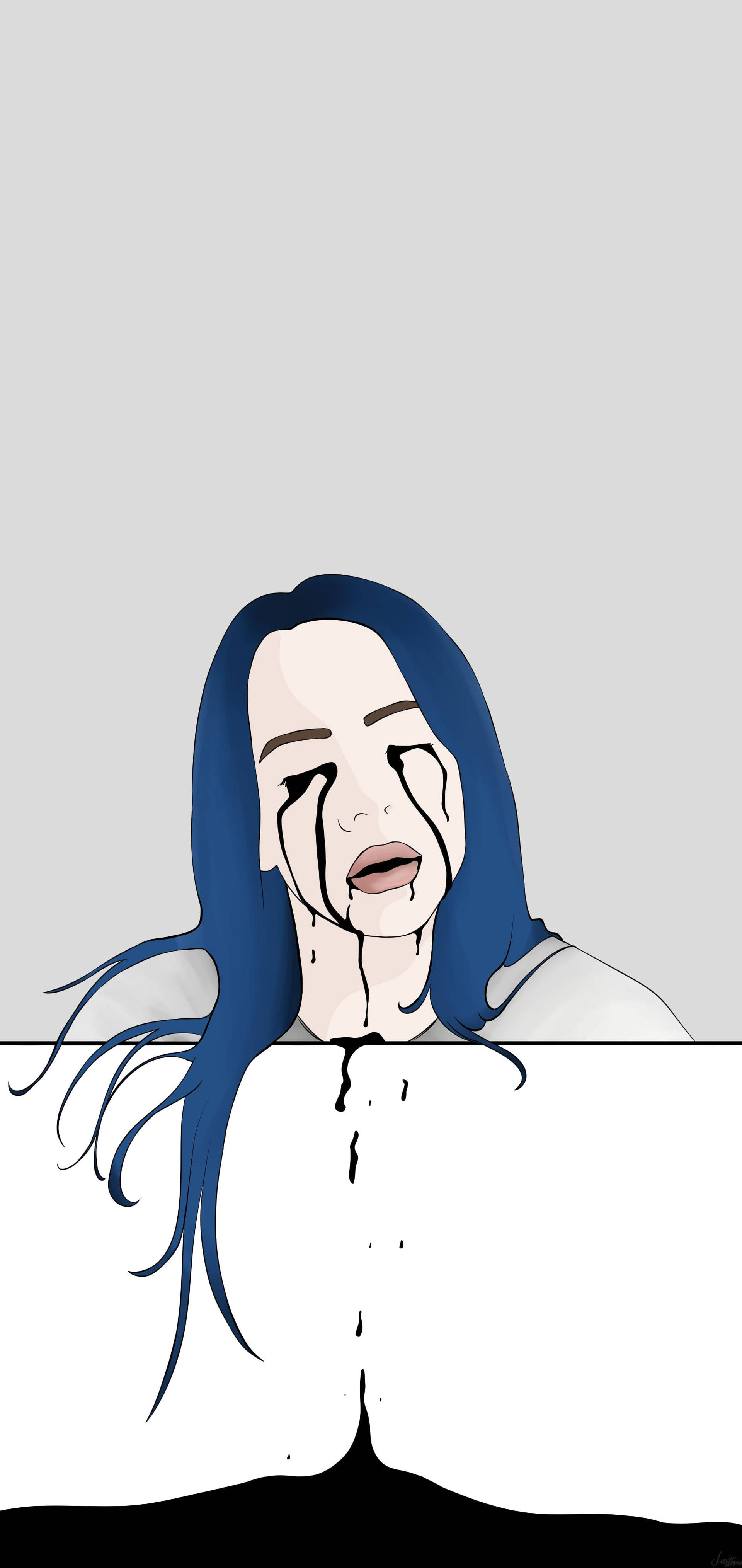 ภาพวาดเศร้าของ Billie Eilish วอลเปเปอร์