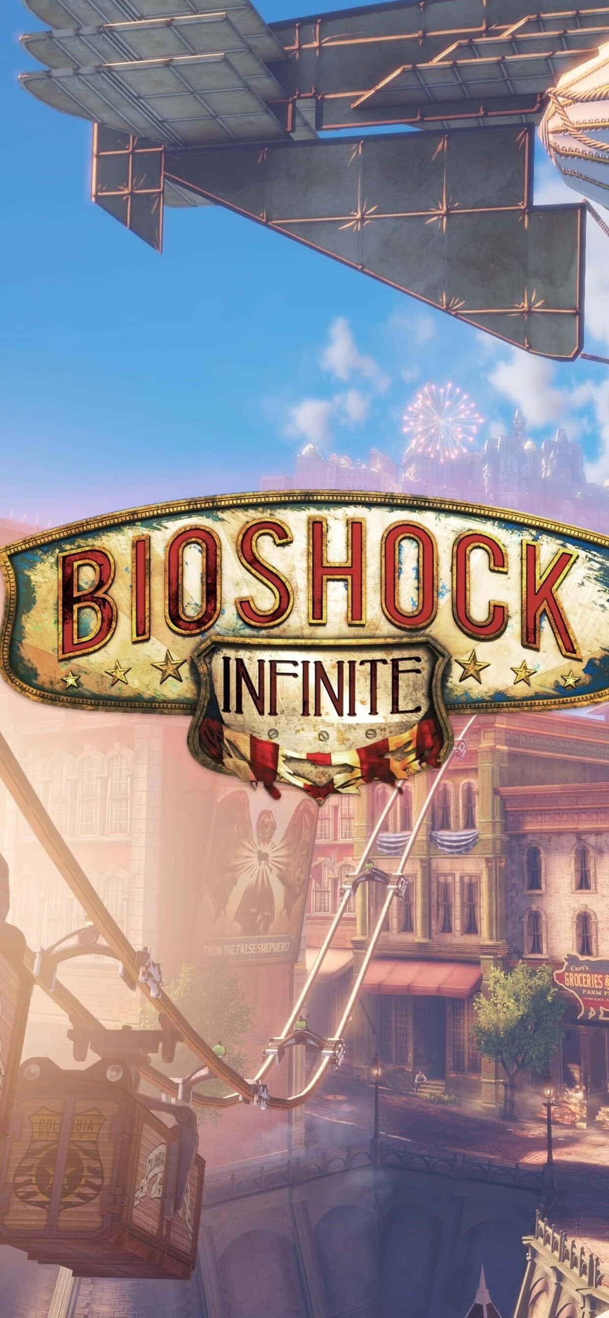 วอลเปเปอร์โลโก้ Bioshock Infinite สำหรับ iPhone Xs Max วอลเปเปอร์