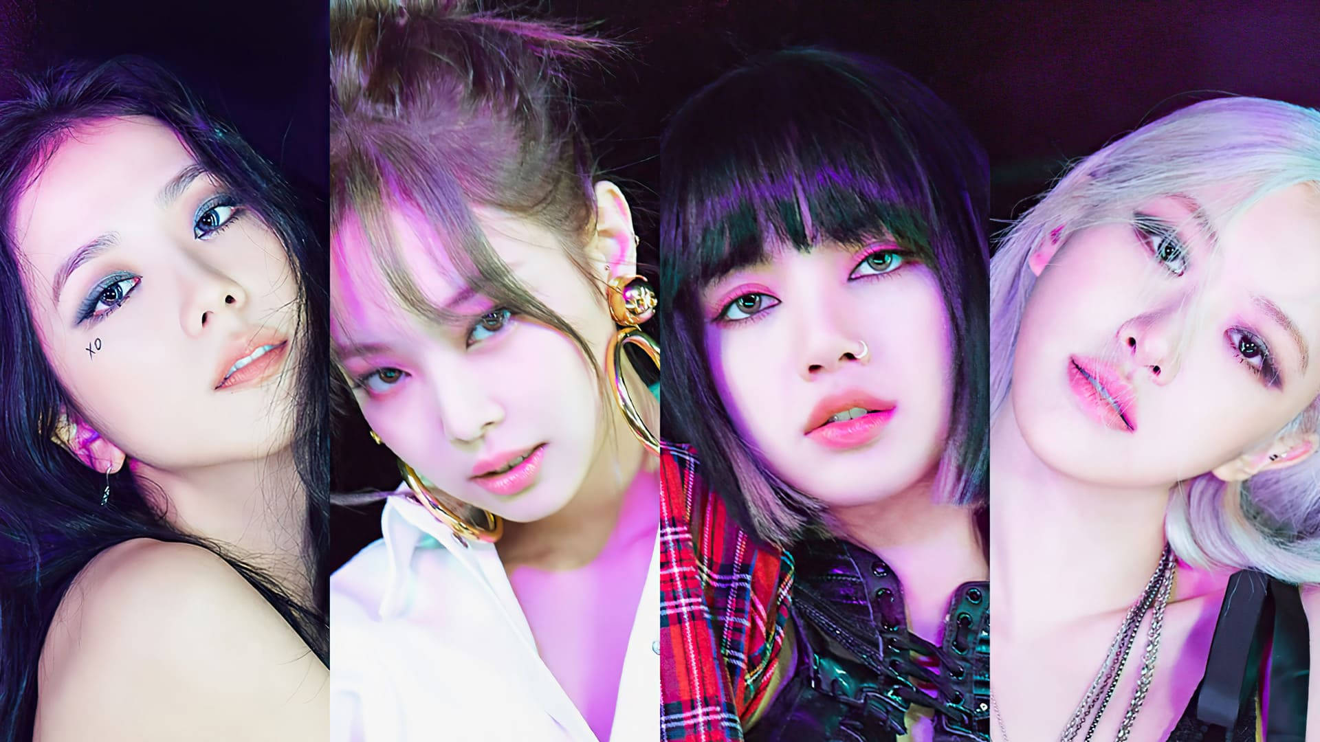 ภาพพื้นหลังเดสก์ท็อป Blackpink แบบรวมภาพระยะใกล้ วอลเปเปอร์