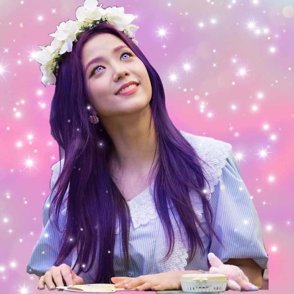 จีซู Blackpink ดวงตาสีม่วงและผมสีม่วง วอลเปเปอร์
