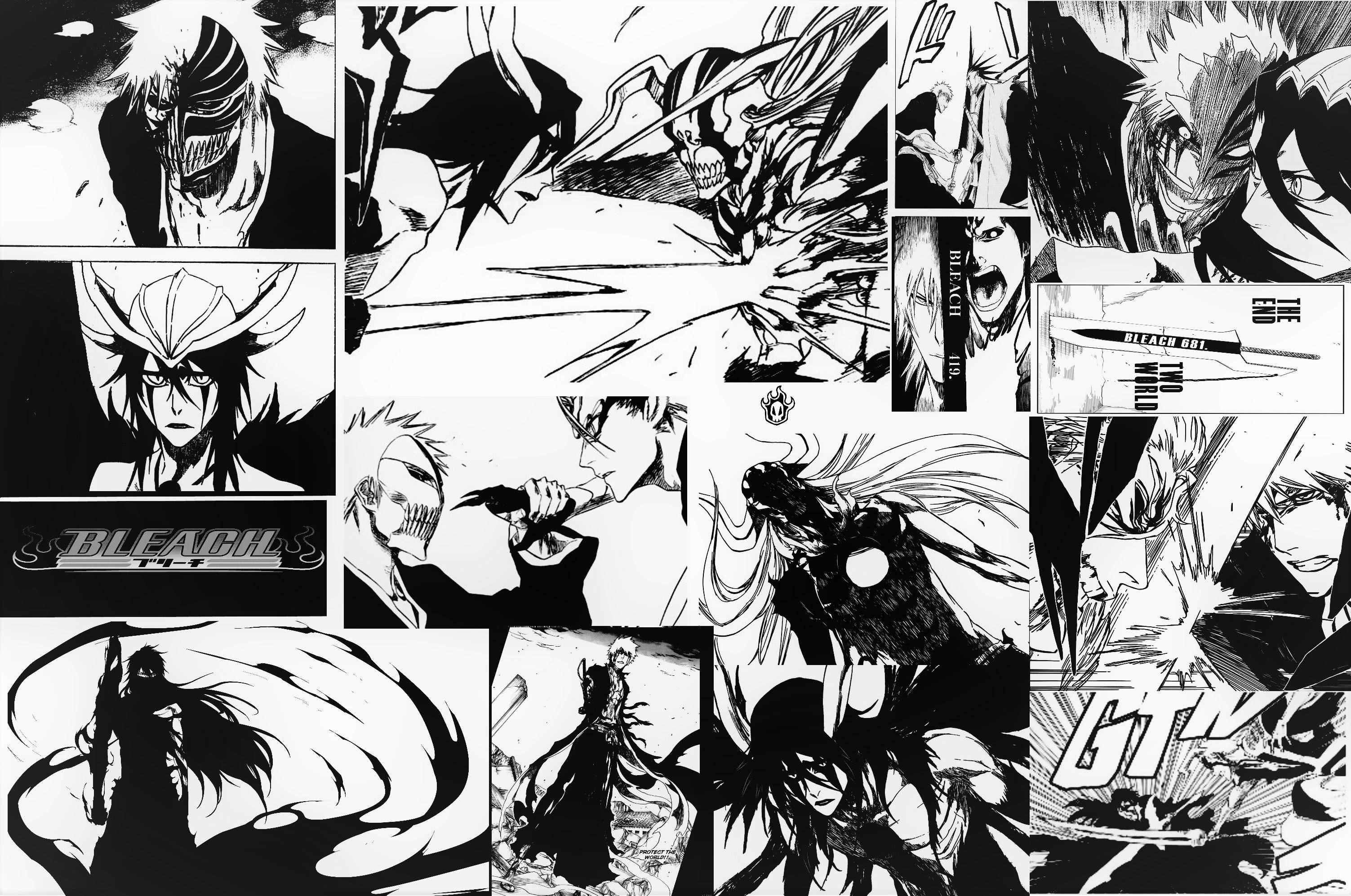 อนิเมะศิลปะขาวดำ Bleach Ichigo มังงะ วอลเปเปอร์