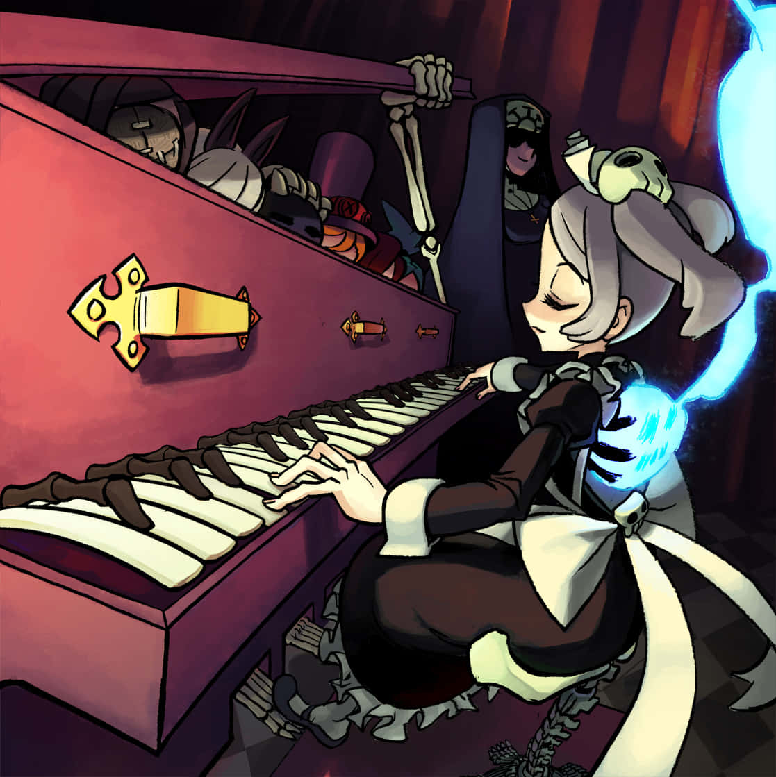 Bloody Marie จาก Skullgirls เล่นเปียโน วอลเปเปอร์