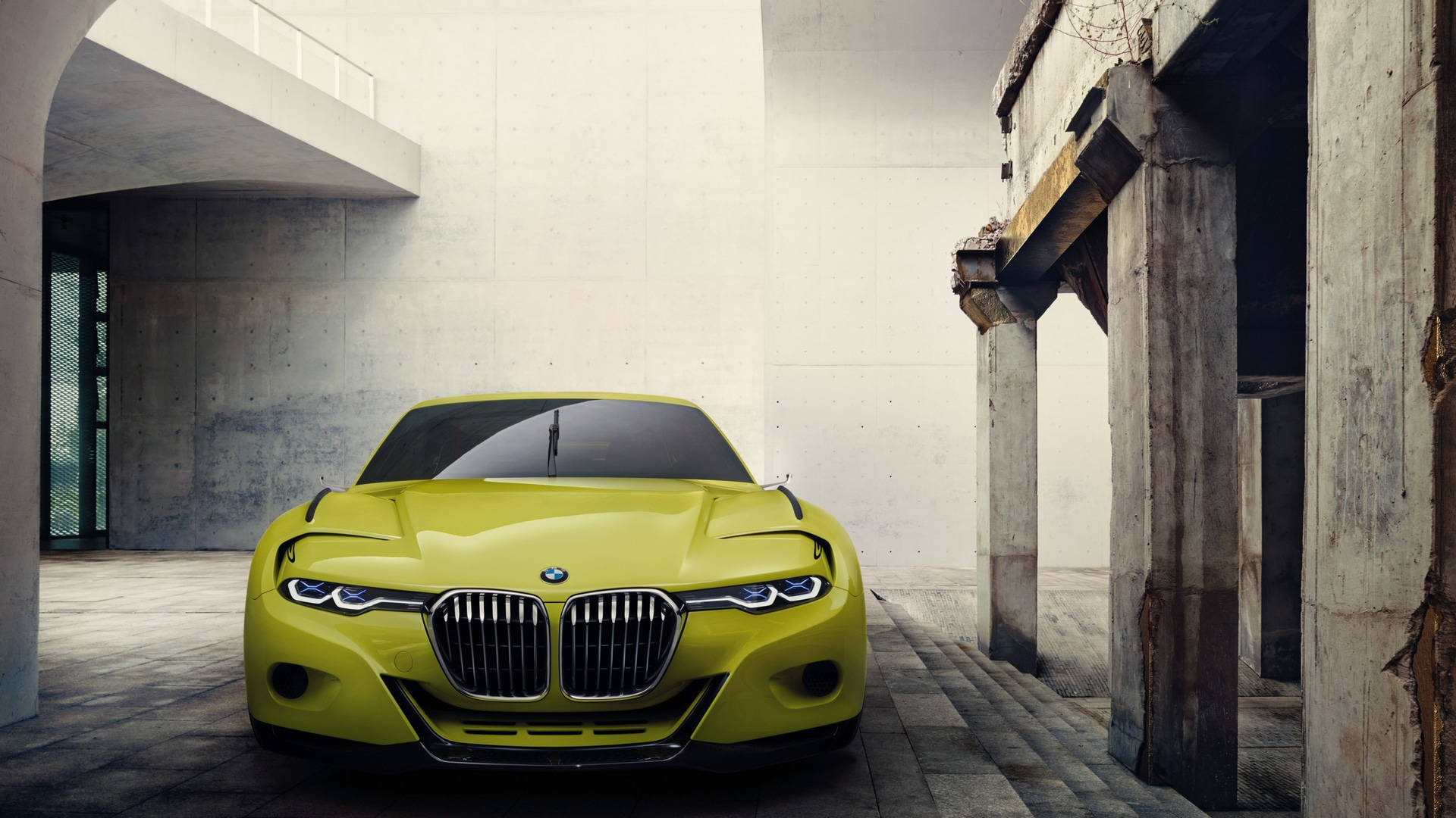 BMW 3.0 CSL สีเหลือง ความละเอียด Full HD วอลเปเปอร์