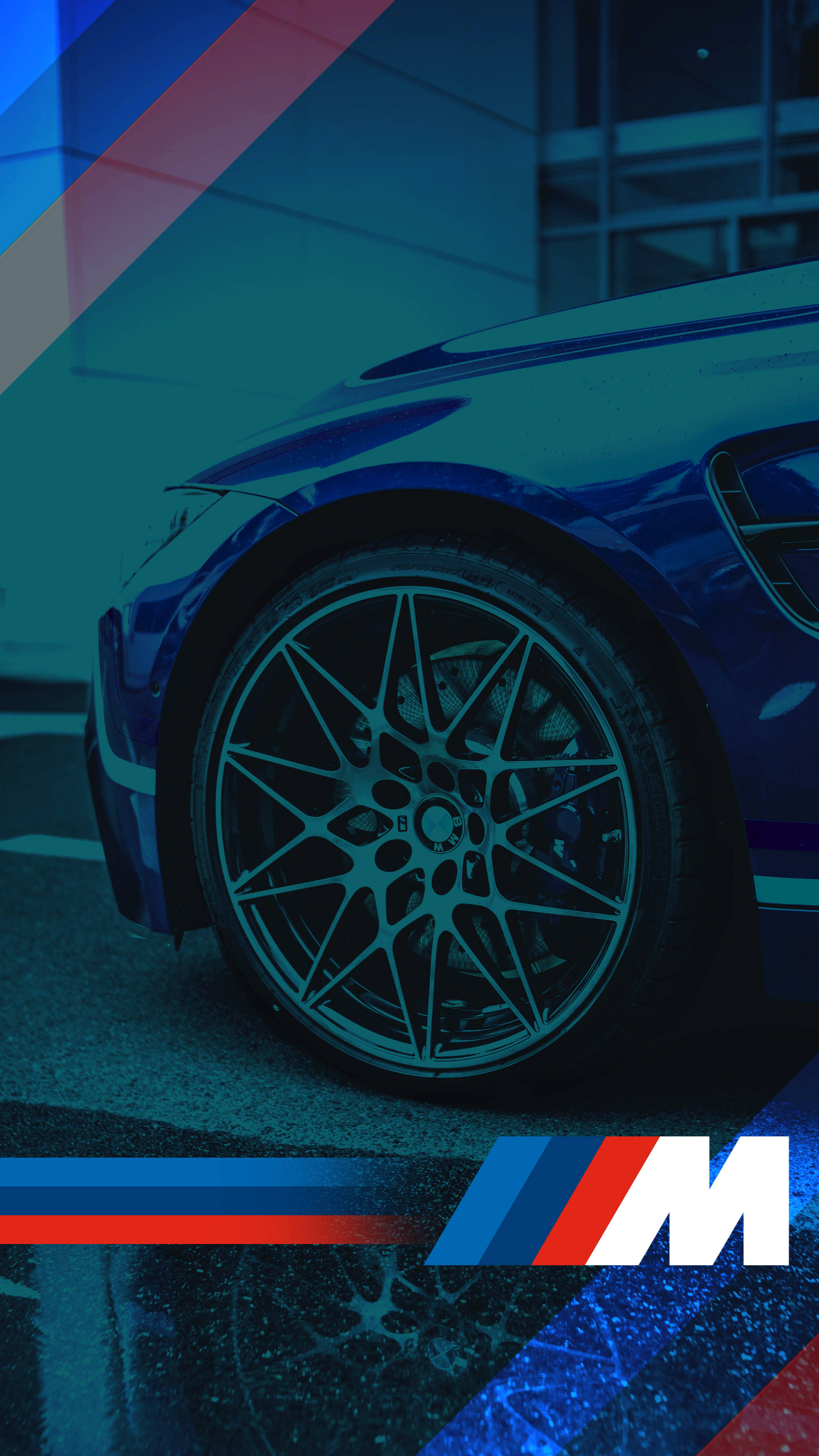 ยางรถสีน้ำเงินพร้อมโลโก้ BMW M วอลเปเปอร์