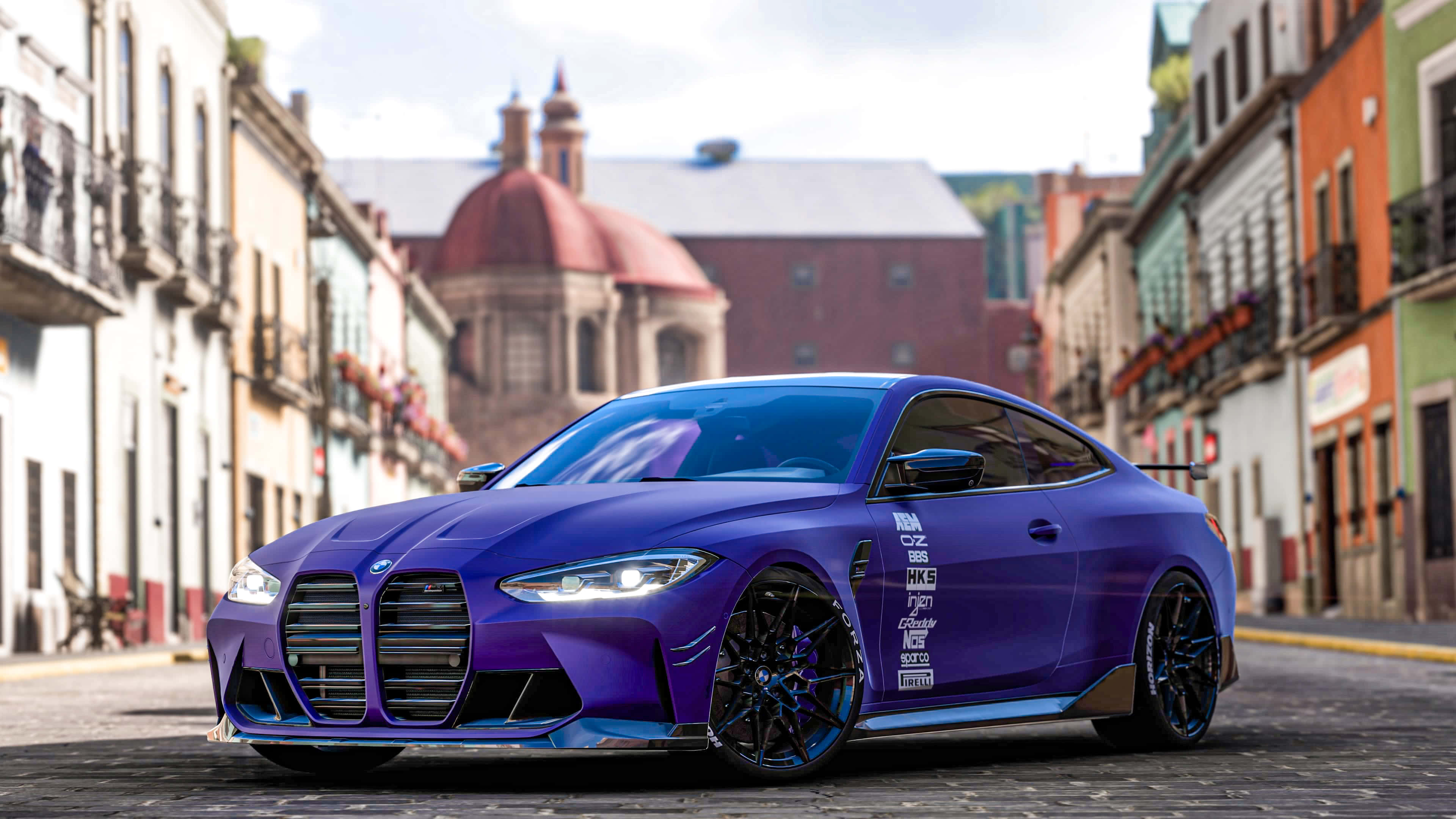 รถ BMW M4 สีม่วงใน Forza Horizon Mexico วอลเปเปอร์