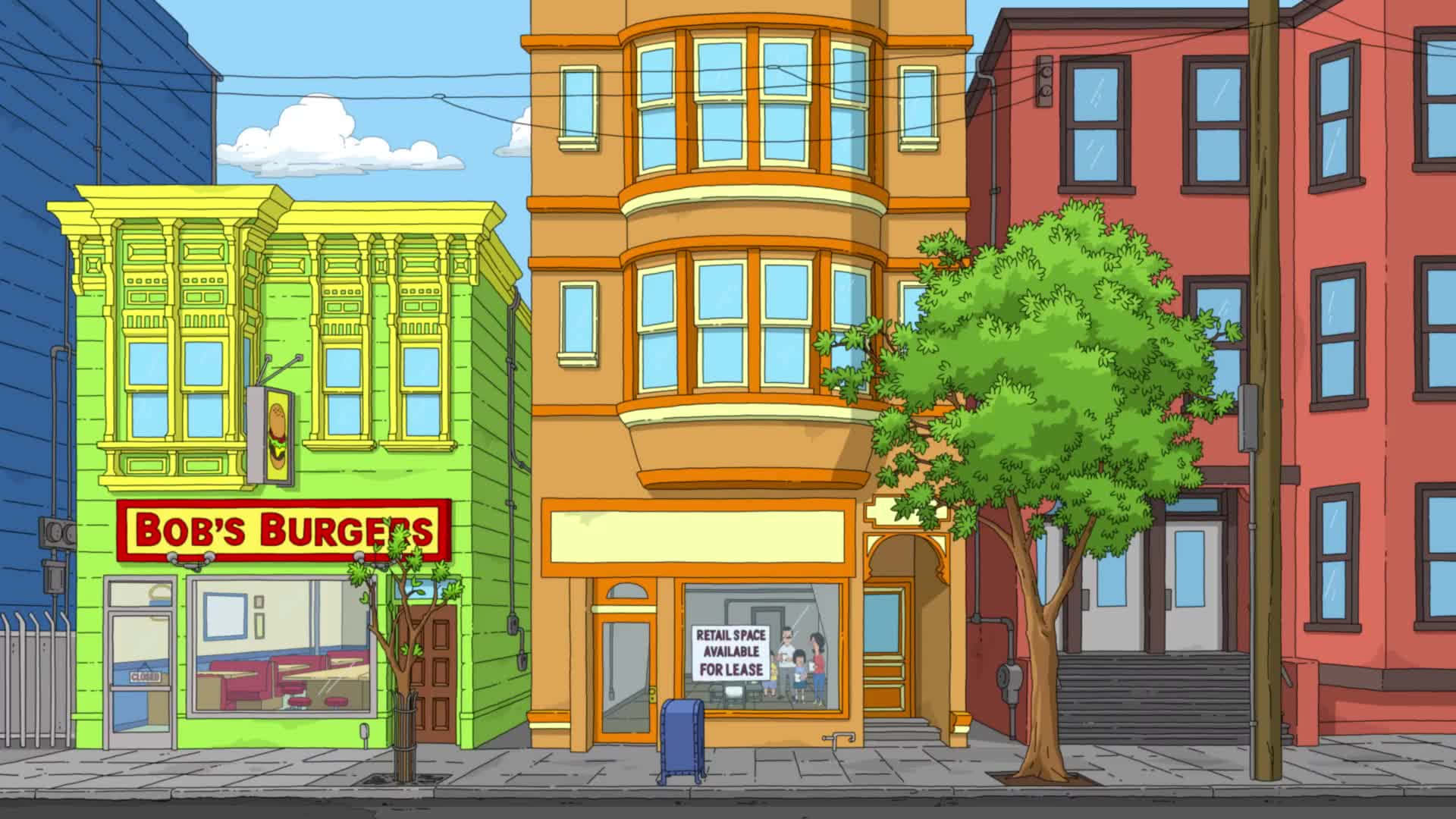 พื้นหลังร้าน Bob's Burgers ข้างร้าน Store Next Door วอลเปเปอร์