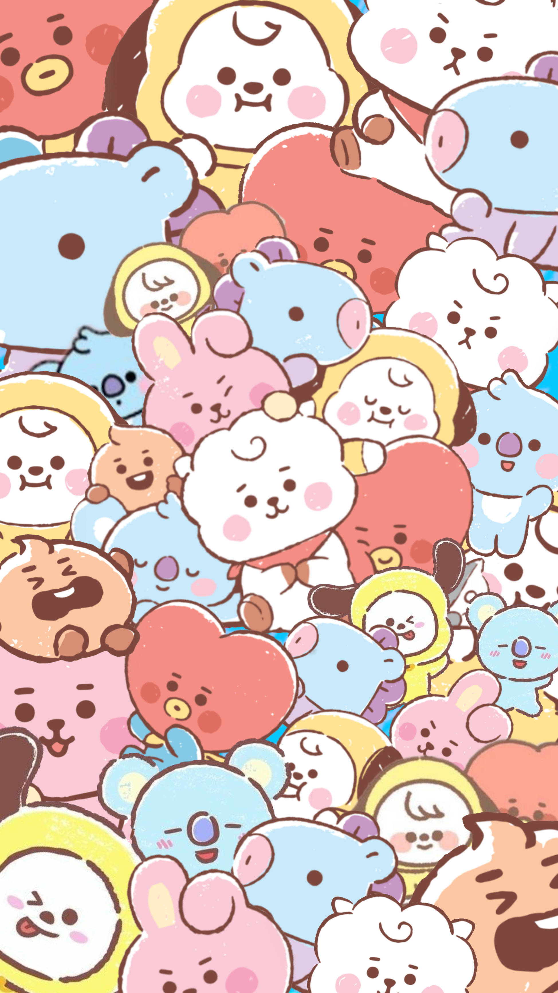 คุกกี้สีม่วงพาสเทลและผองเพื่อน BT21 วอลเปเปอร์