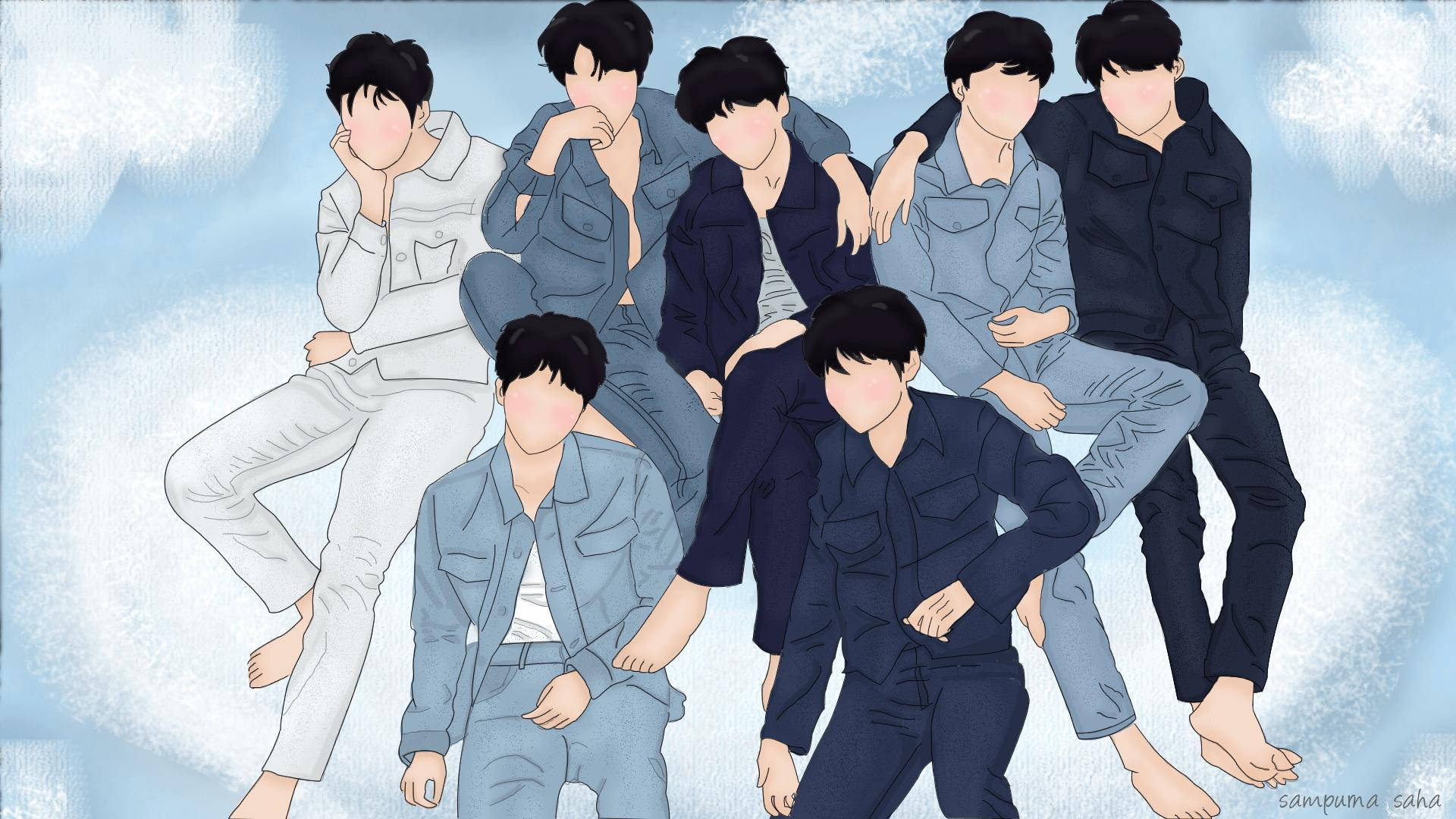 BTS 2020 อนิเมะอาร์ต วอลเปเปอร์