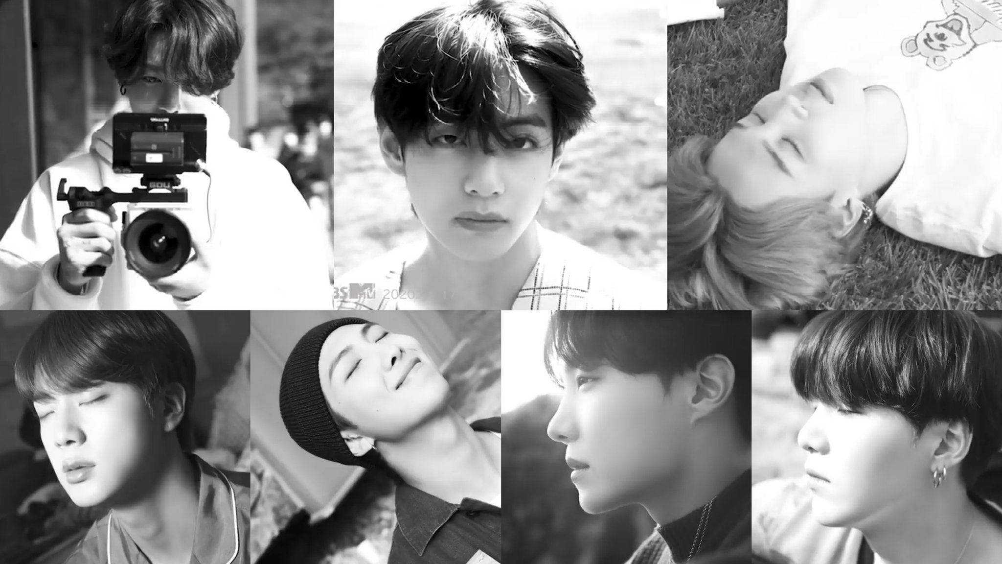 วอลเปเปอร์โน๊ตบุ๊คสุดเท่สไตล์ BTS พร้อมภาพตัดปะขาวดำ วอลเปเปอร์