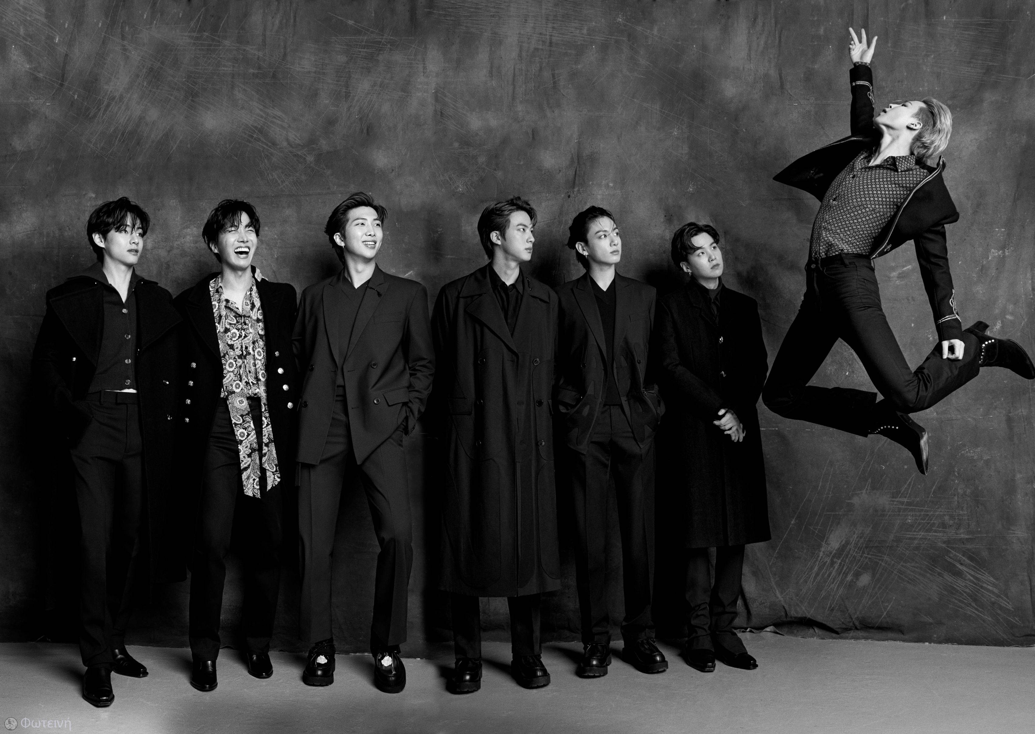 พื้นหลังแล็ปท็อป BTS สุดเท่ขาวดำ วอลเปเปอร์