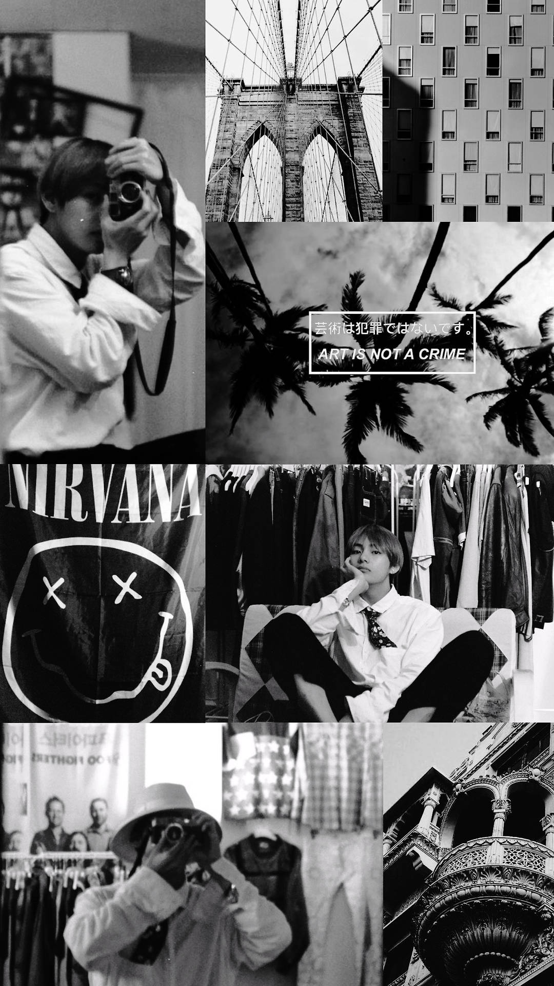 BTS Aesthetic BNW คิม แทฮยอง วอลเปเปอร์