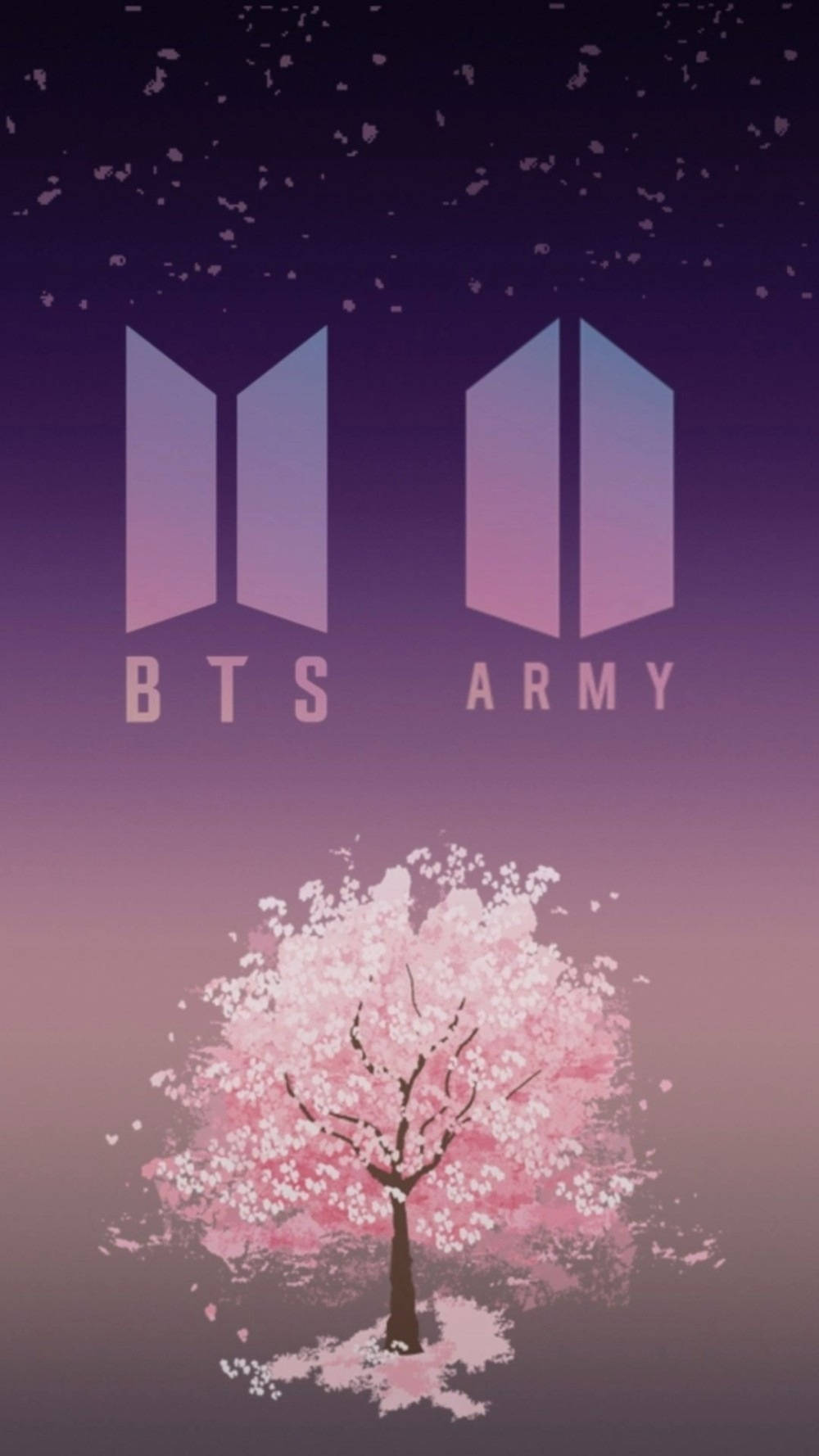 โลโก้ BTS ARMY สีม่วงสไตล์อาร์ต วอลเปเปอร์