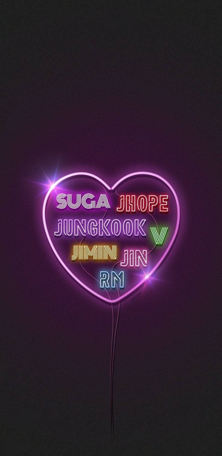 BTS อาร์ตแนวนีออนสุนทรีย์ วอลเปเปอร์