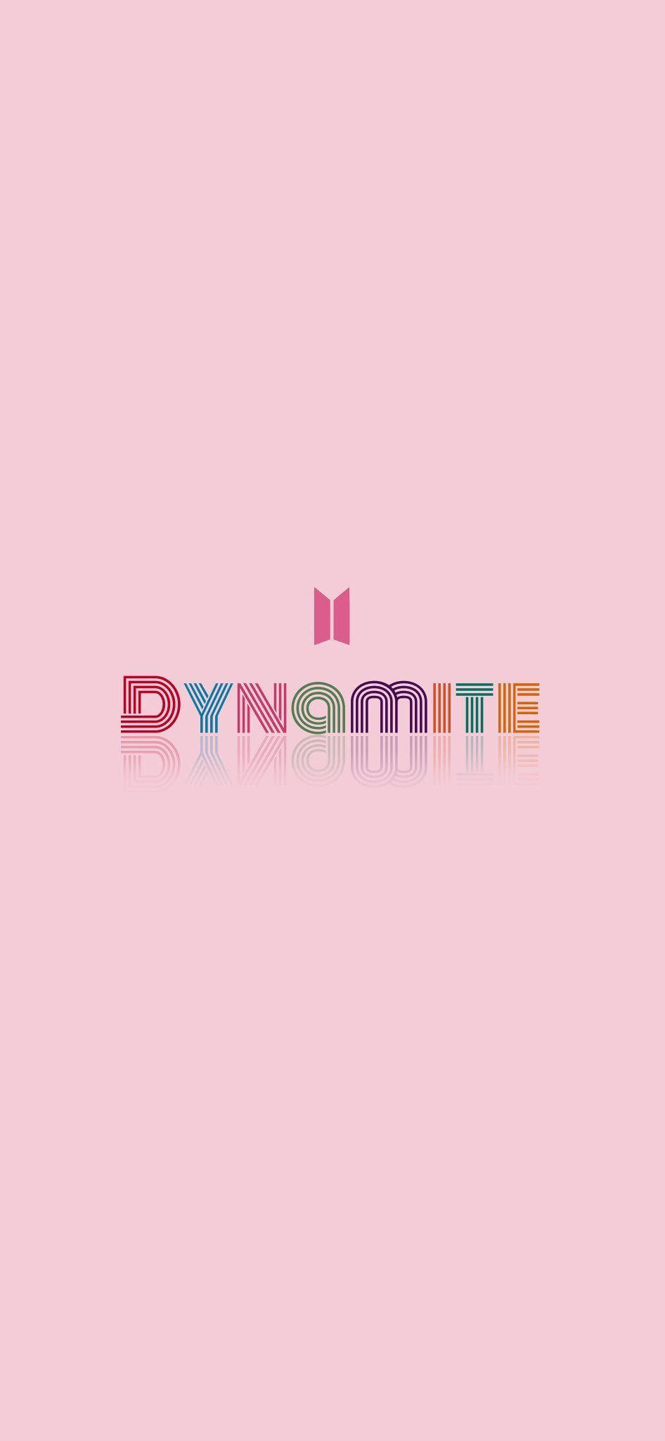 โลโก้ BTS Dynamite สีชมพูเรียบง่าย วอลเปเปอร์