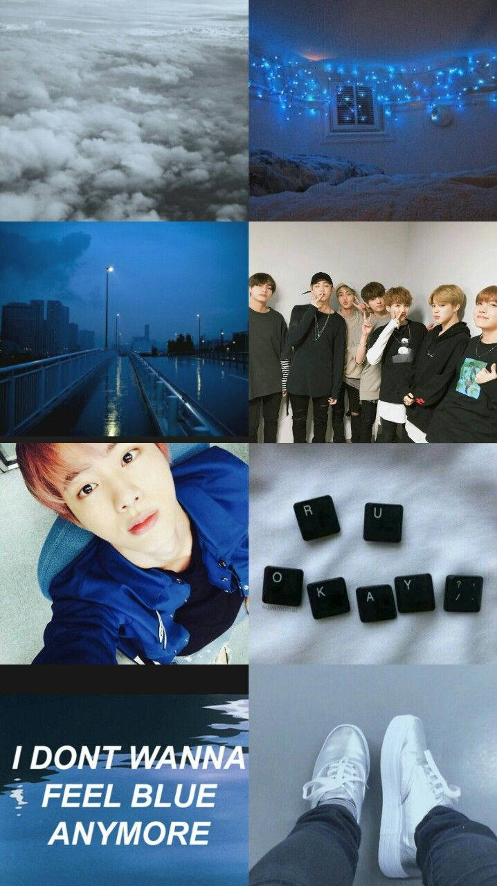 บลู BTS อาesthetiค จิน วอลเปเปอร์