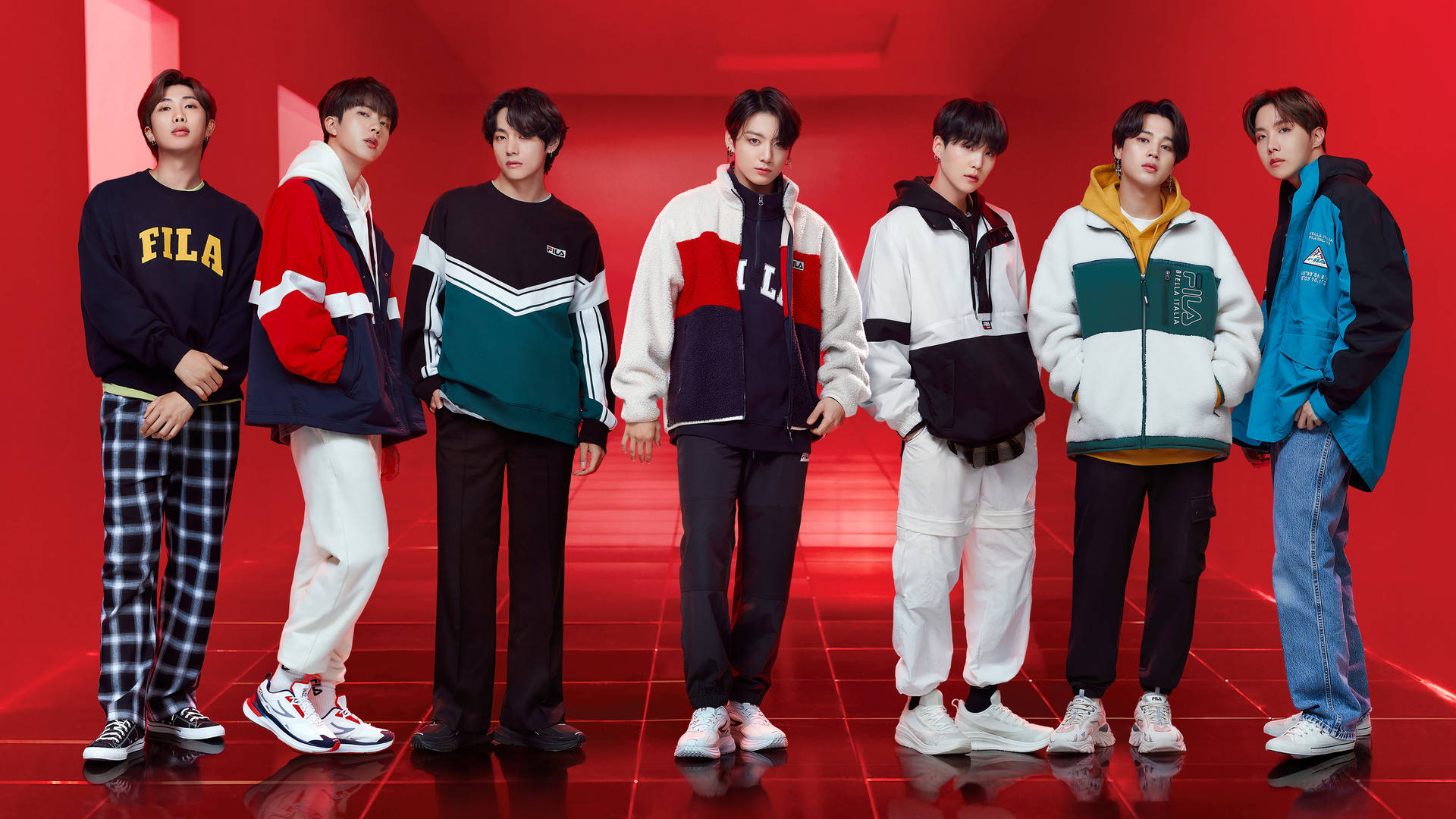 ภาพกลุ่ม BTS สำหรับ Fila วอลเปเปอร์