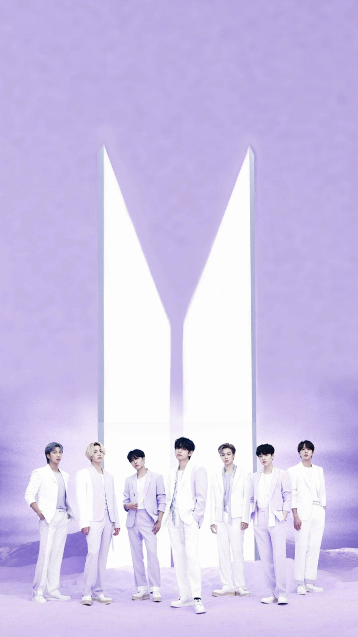 BTS ชุดสูทสีขาว ธีมสีม่วง วอลเปเปอร์