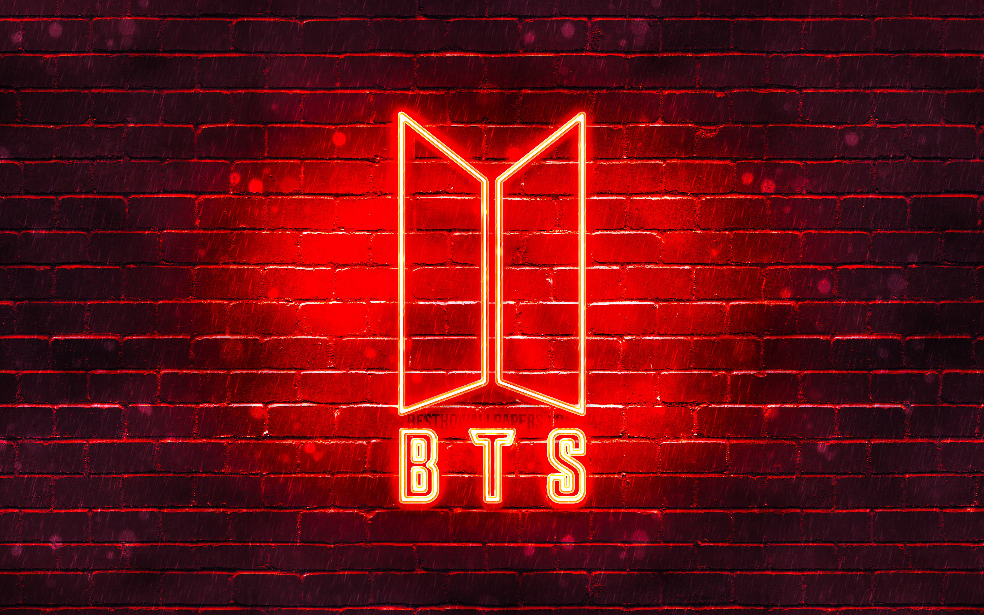 โลโก้ BTS สีแดงนีออน วอลเปเปอร์