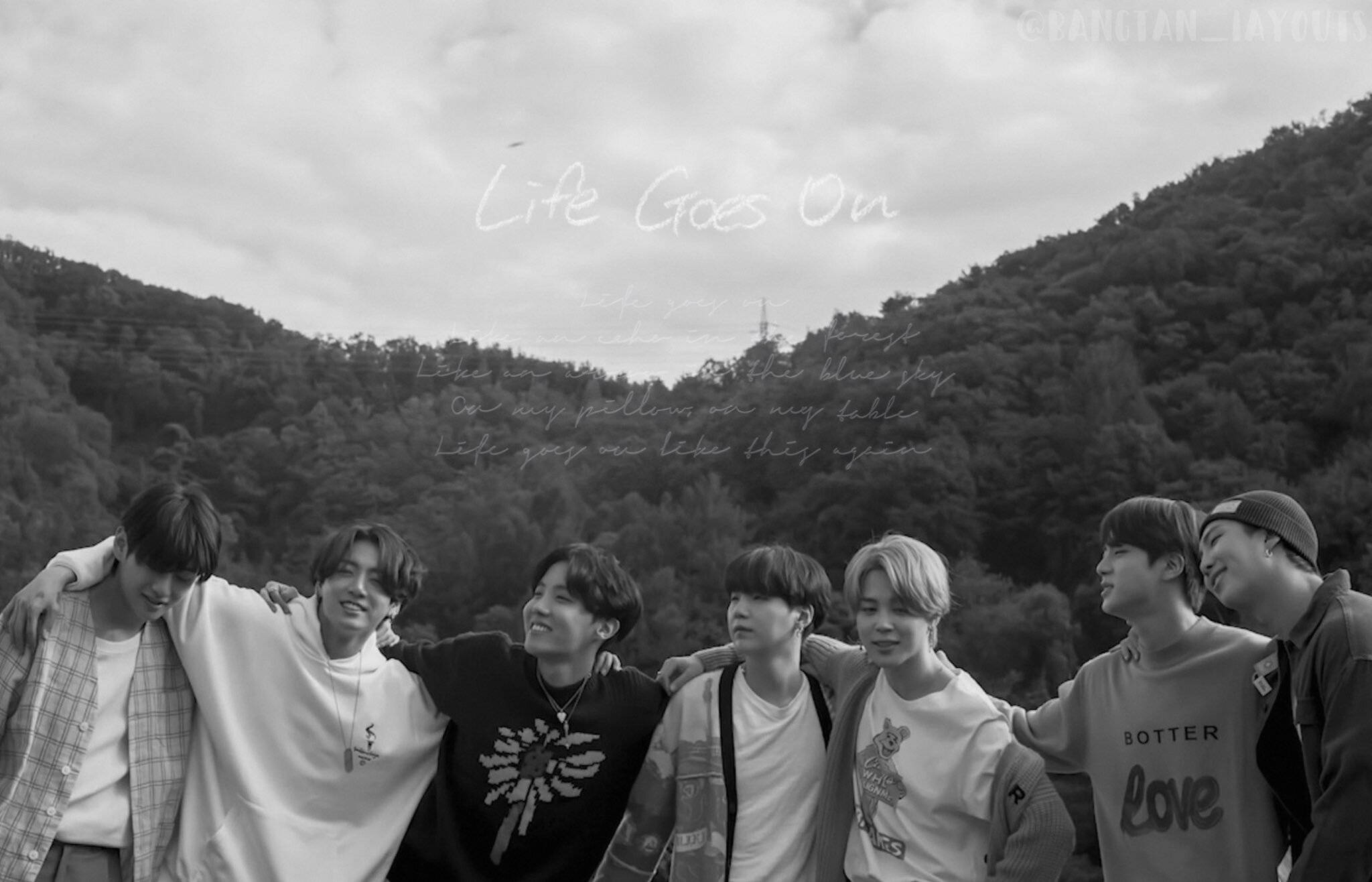 ภาพขาวดำ BTS Life Goes On วอลเปเปอร์