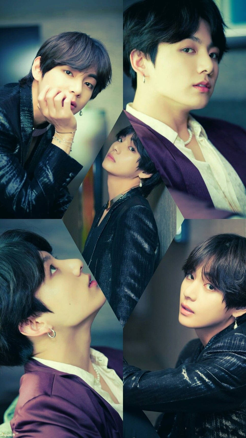 ภาพอาร์ตคอลลาจ BTS จองกุกกับวี วอลเปเปอร์