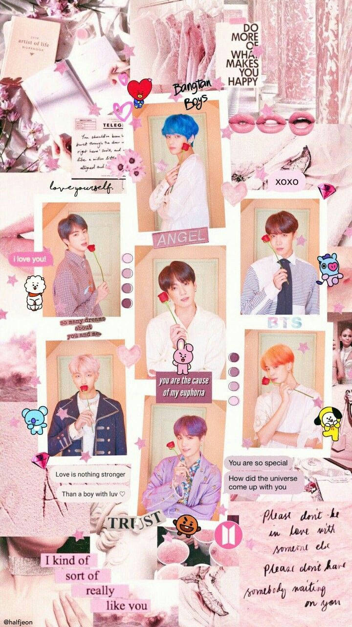 BTS สุนทรียภาพสมาชิกกับดอกกุหลาบ วอลเปเปอร์