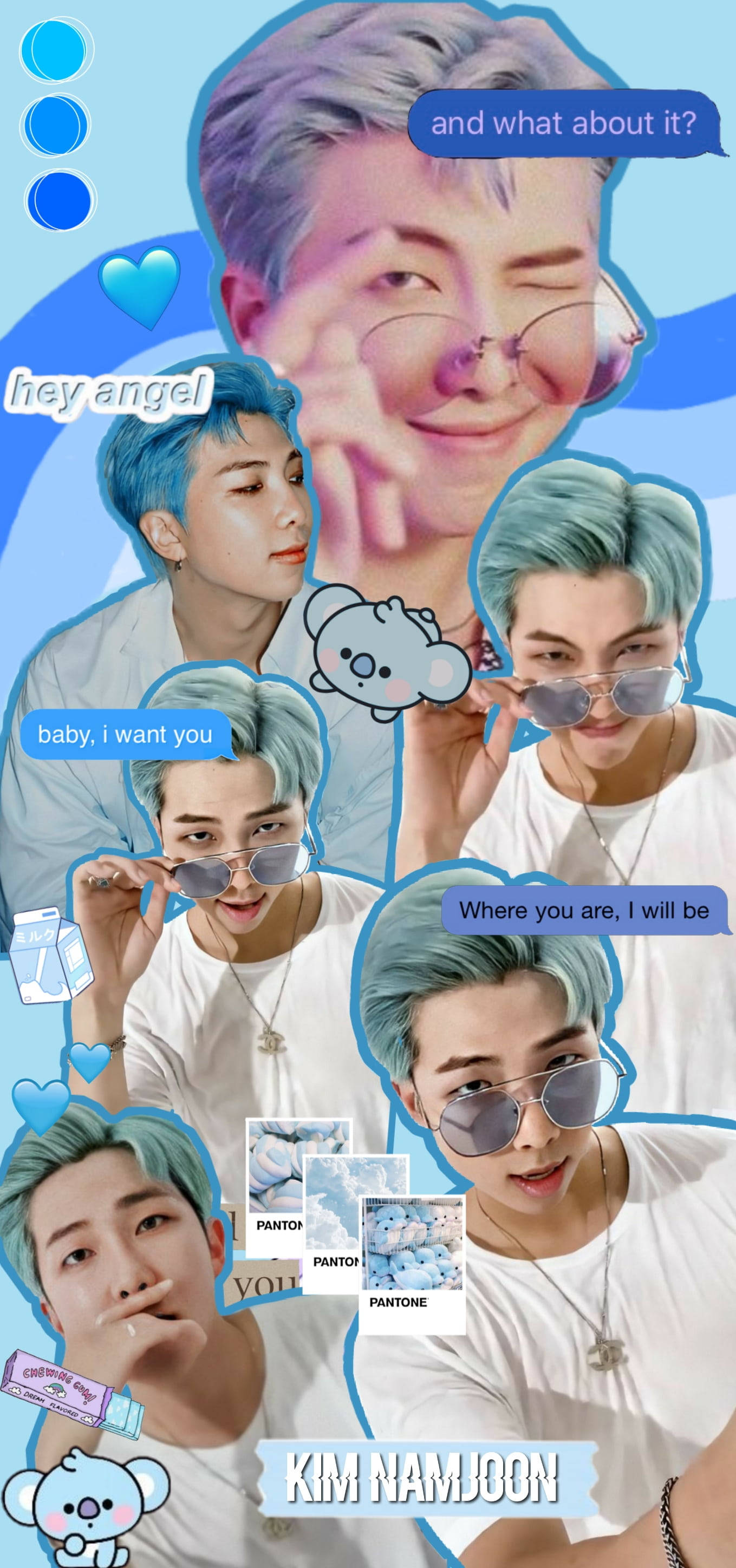 สุนทรีย์สีน้ำเงิน BTS RM น่ารัก วอลเปเปอร์