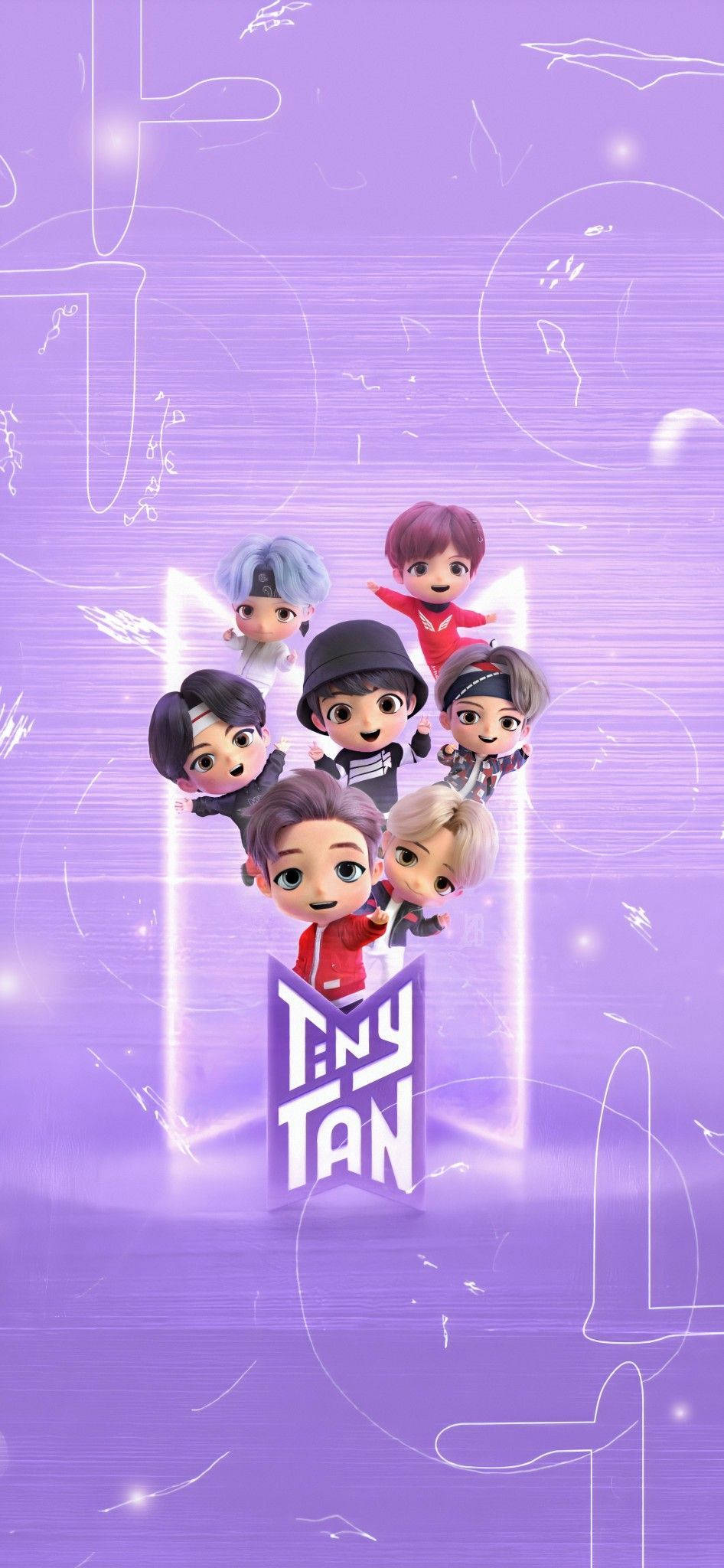 BTS Tinytan ภาพเหมือนสีม่วงพาสเทล วอลเปเปอร์