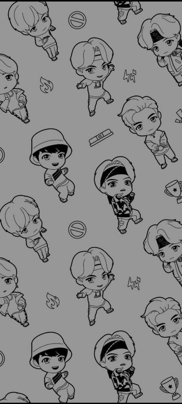 ลายเส้น BTS Tinytan วอลเปเปอร์