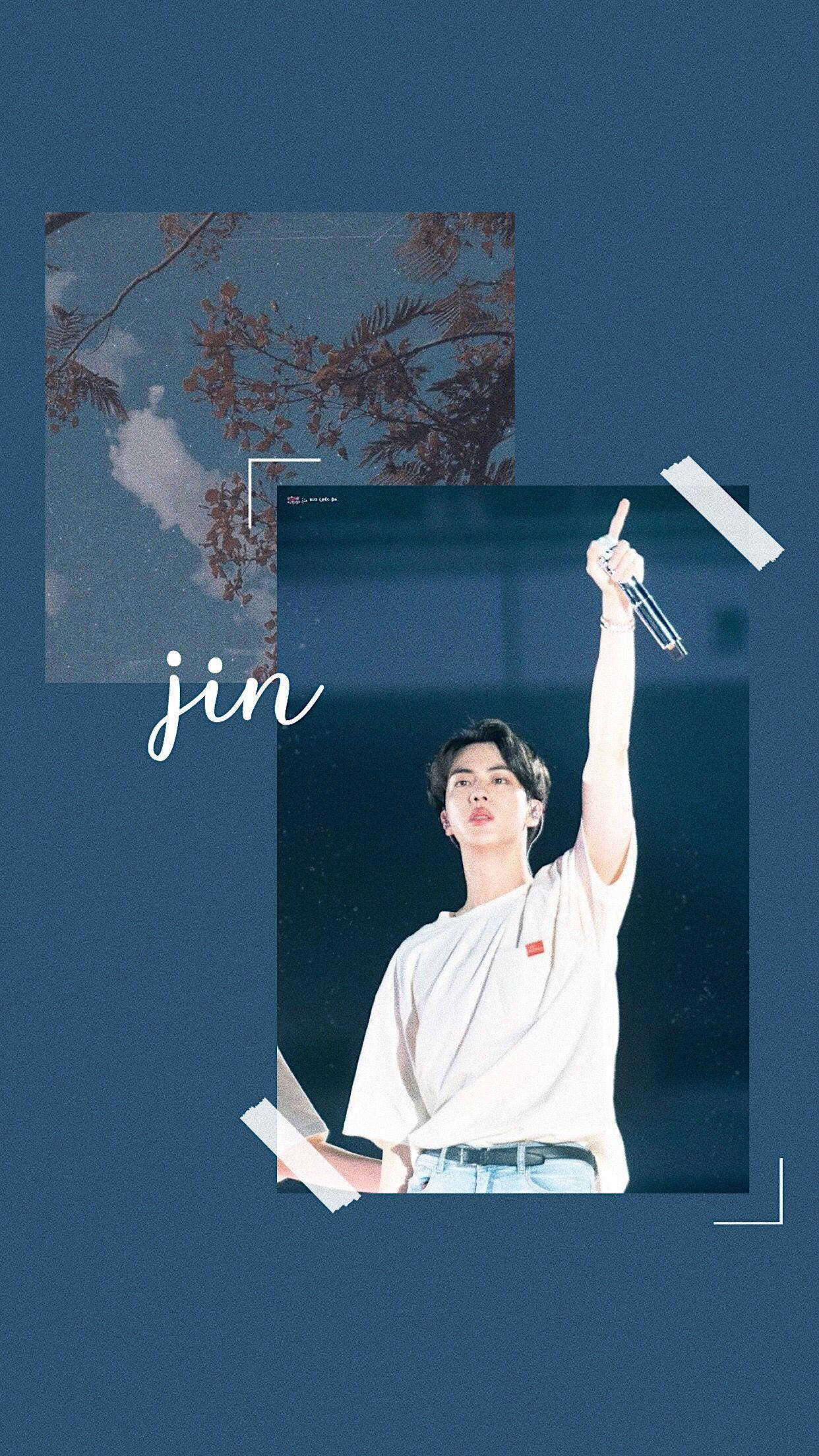BTS จิน สวยงาม น้ำเงินเข้ม เขียว วอลเปเปอร์