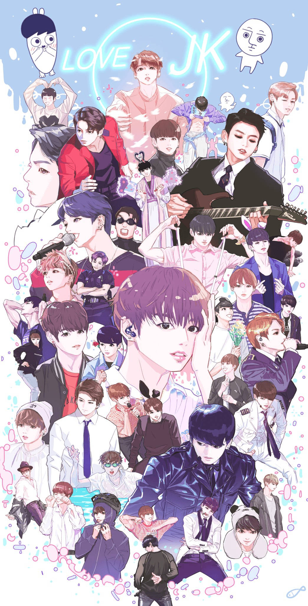 BTS อะนิเมะ เลิฟ จेके วอลเปเปอร์