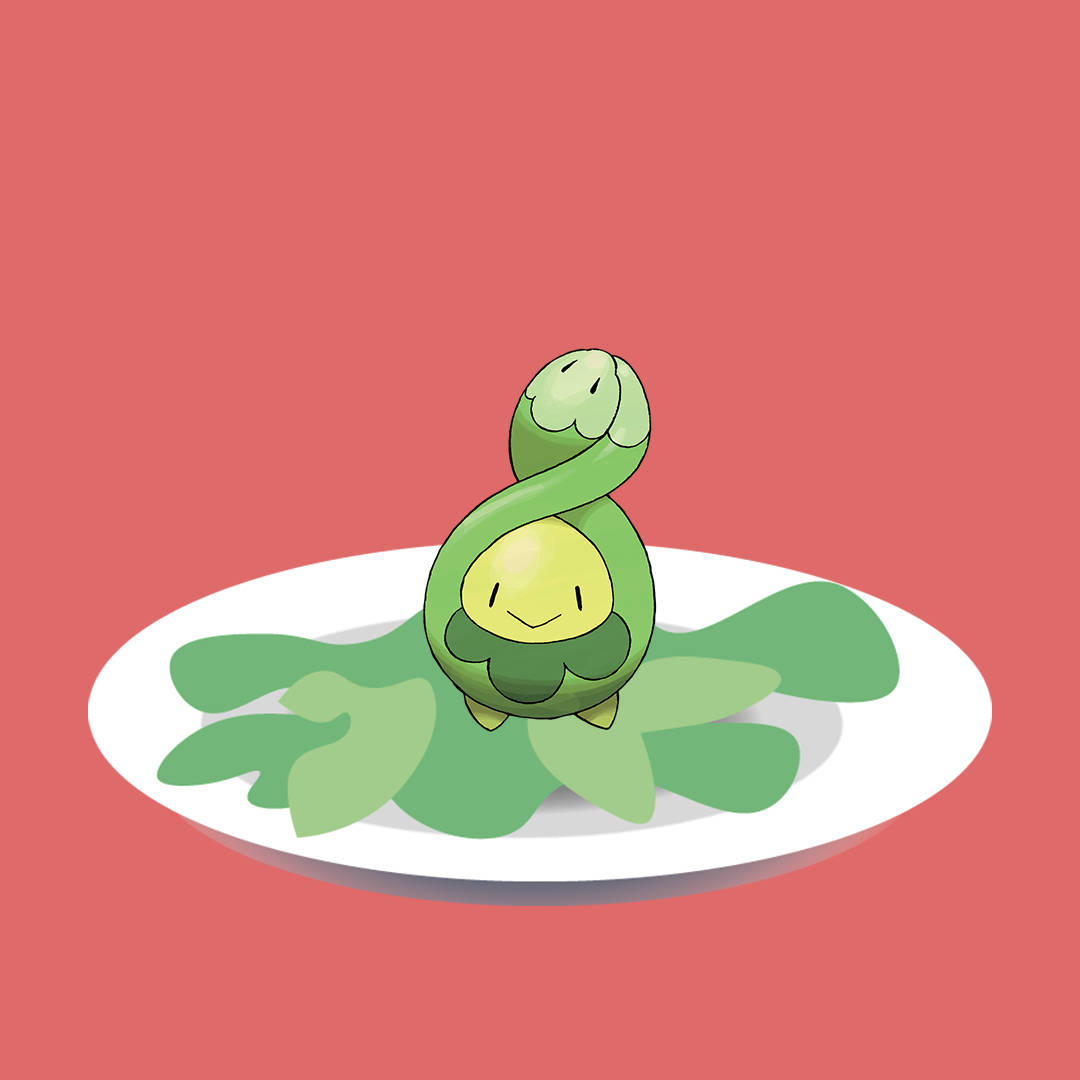 Budew บนจานพร้อมใบไม้ วอลเปเปอร์