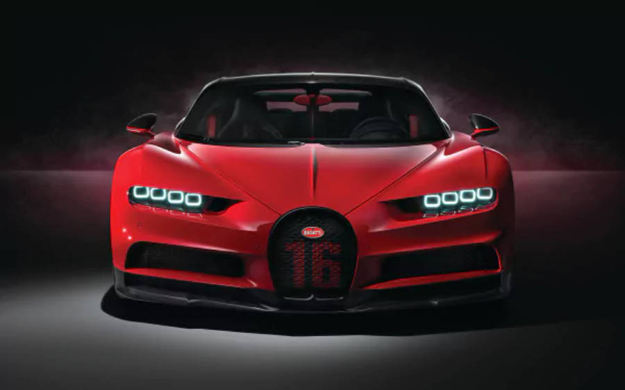 รถสปอร์ต Bugatti Chiron สีแดง 4K วอลเปเปอร์