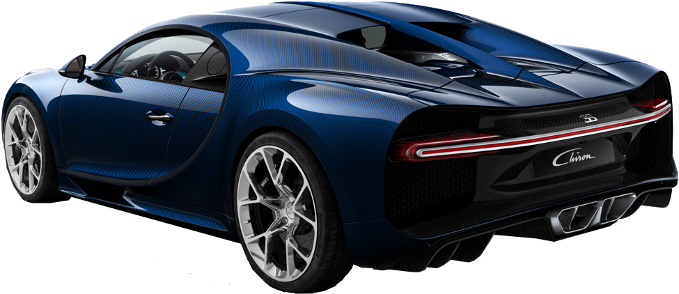 มุมมองด้านหลังของ Bugatti Chiron สีน้ำเงิน วอลเปเปอร์