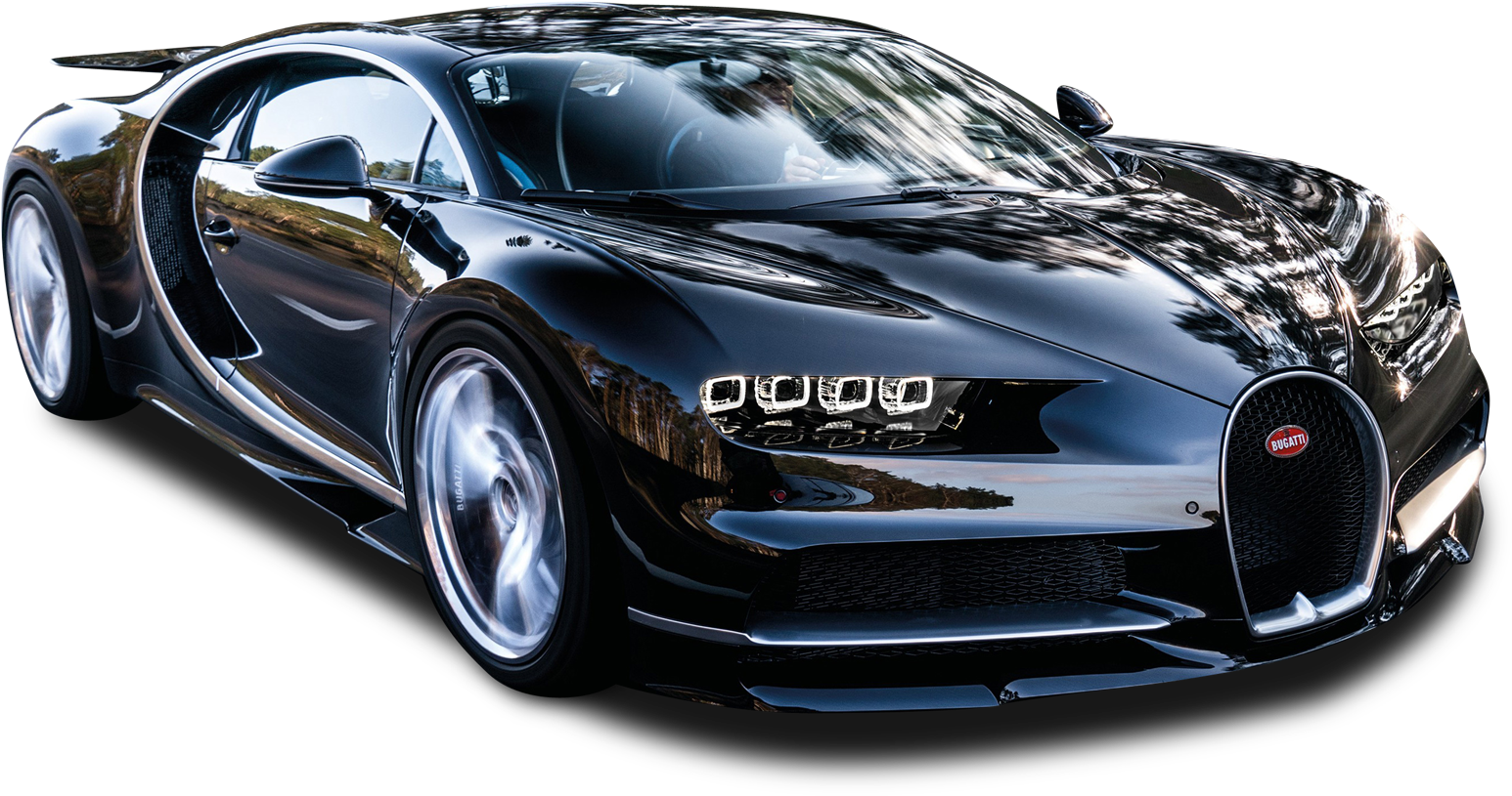 มุมมองด้านข้างของ Bugatti Chiron สีดำ วอลเปเปอร์