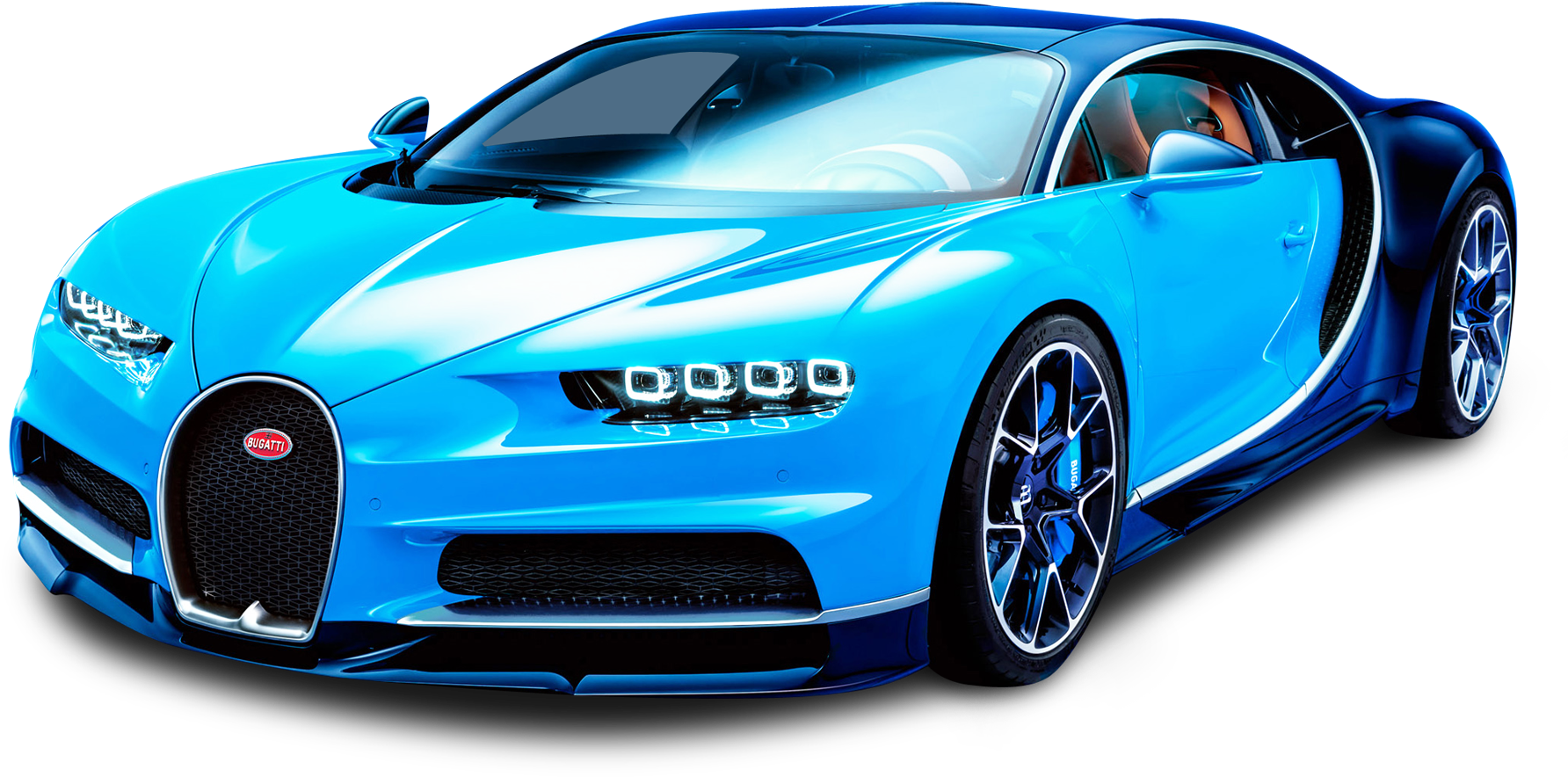 มุมมองด้านข้างของ Bugatti Chiron สีน้ำเงิน วอลเปเปอร์