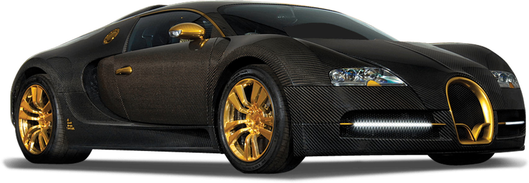 มุมมองด้านข้างของ Bugatti Veyron สีดำทอง วอลเปเปอร์